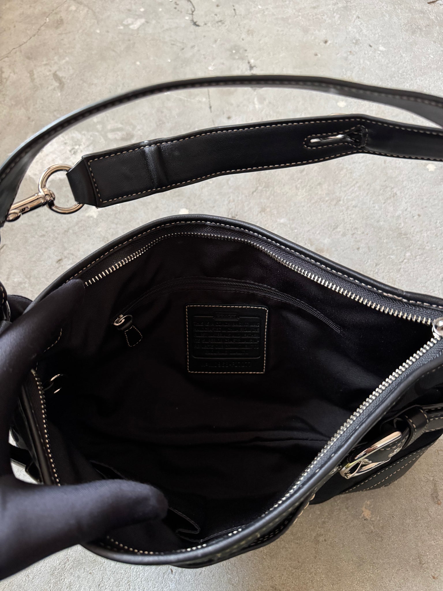 Coach 2Way Signature Sufflette Shoulder Bag Black