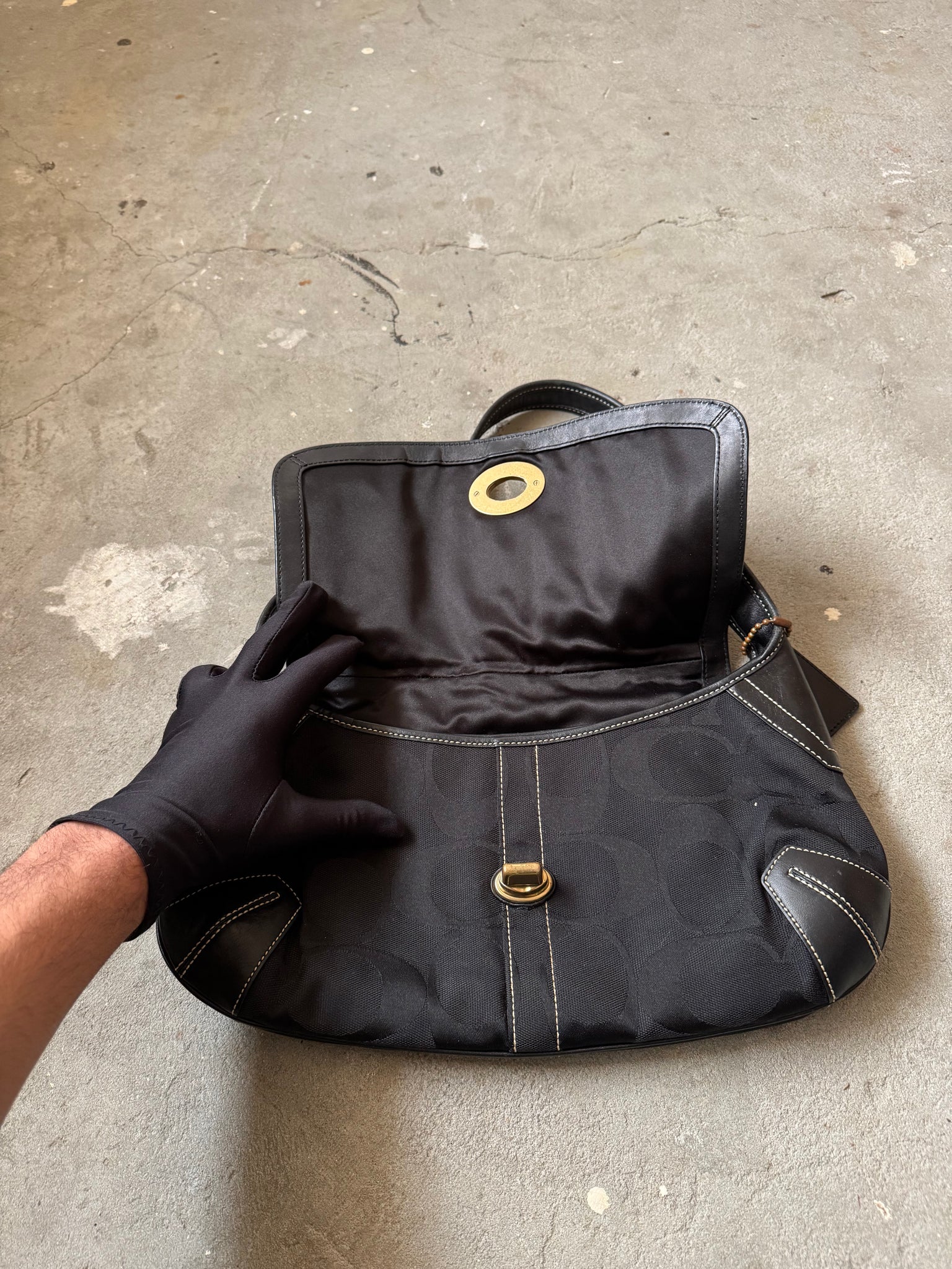 Coach Signature Harley Ergo Shoulder Bag Black