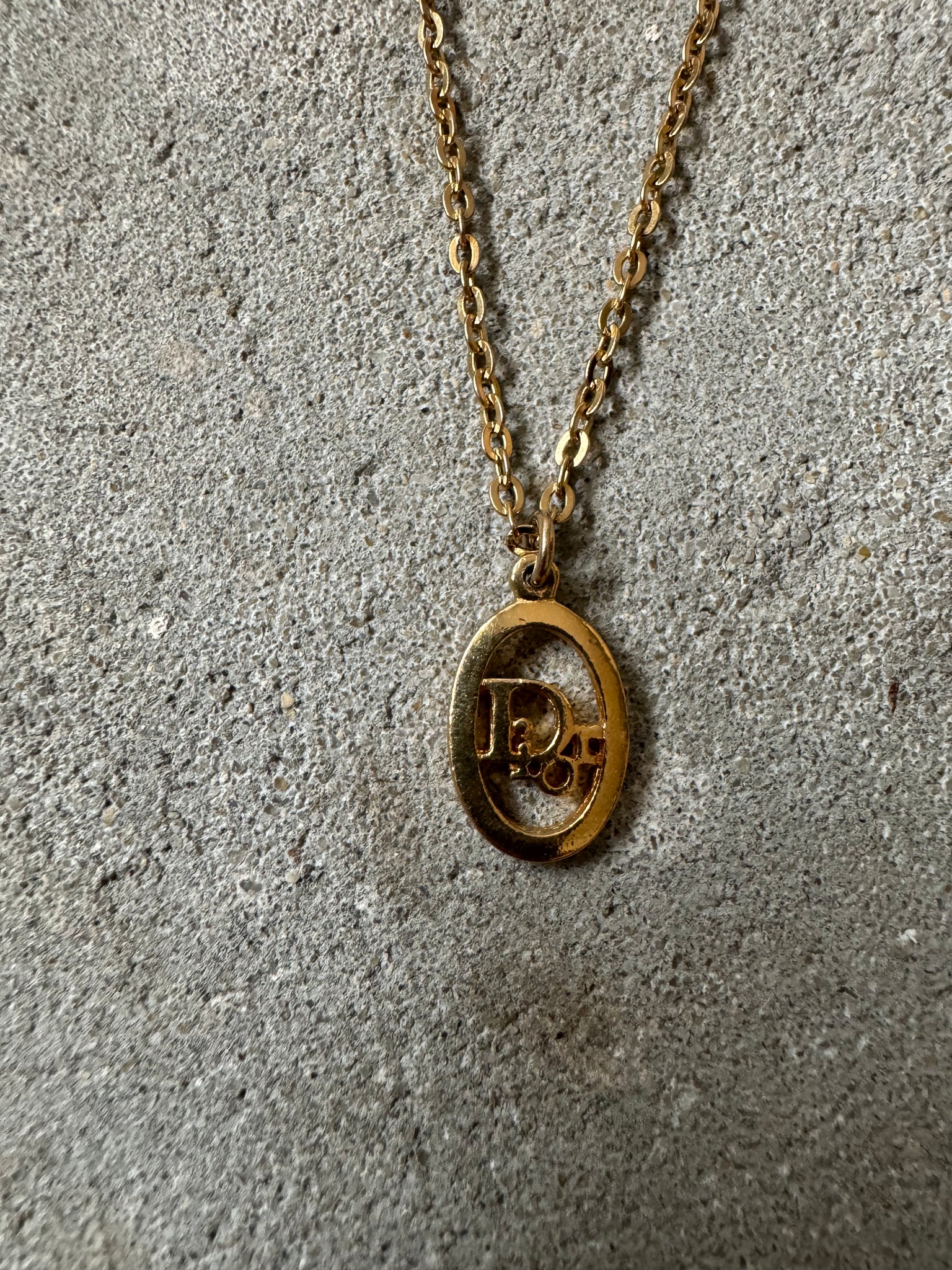 Dior Oval Logo Necklace Gold