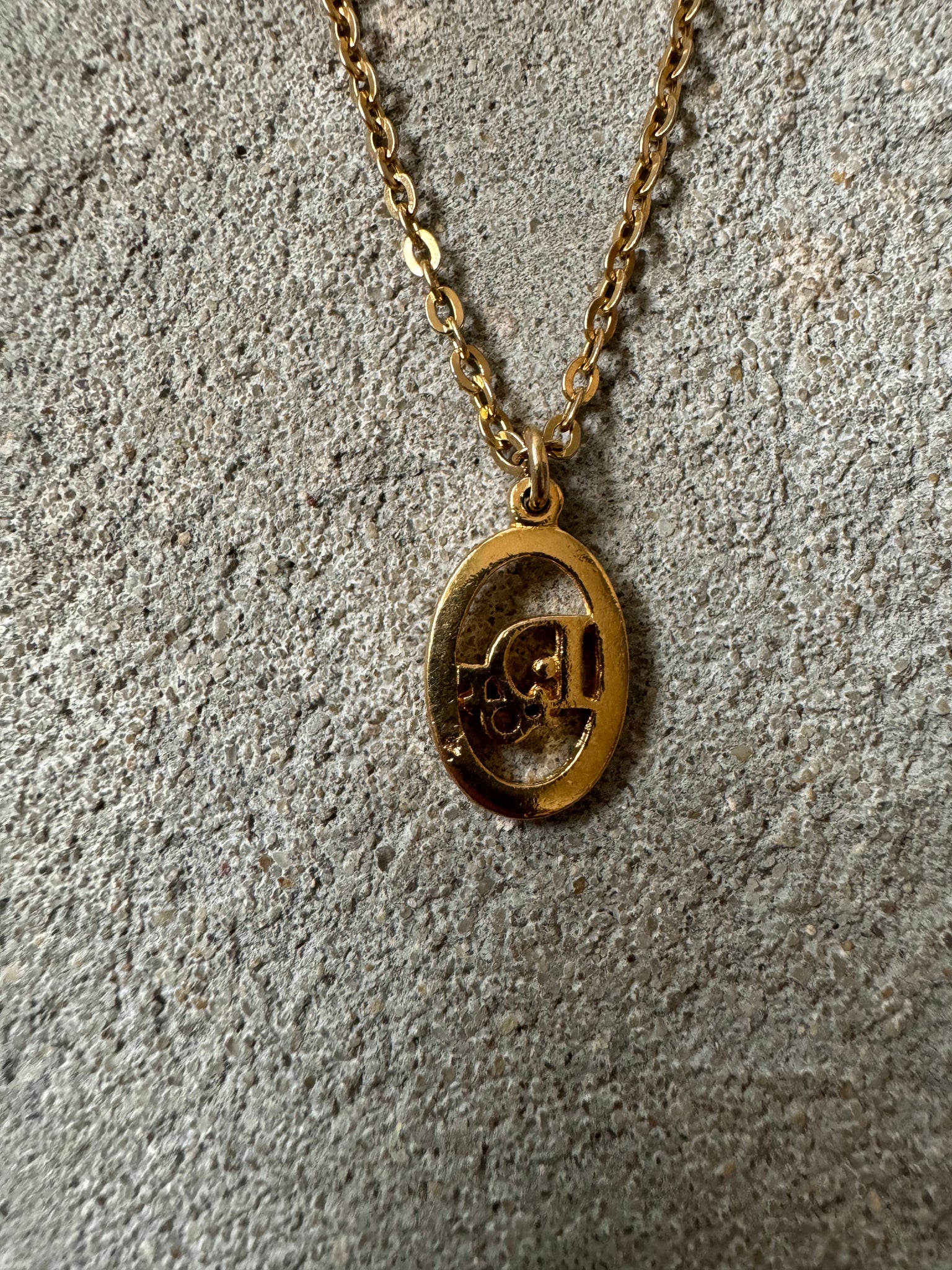 Dior Oval Logo Necklace Gold