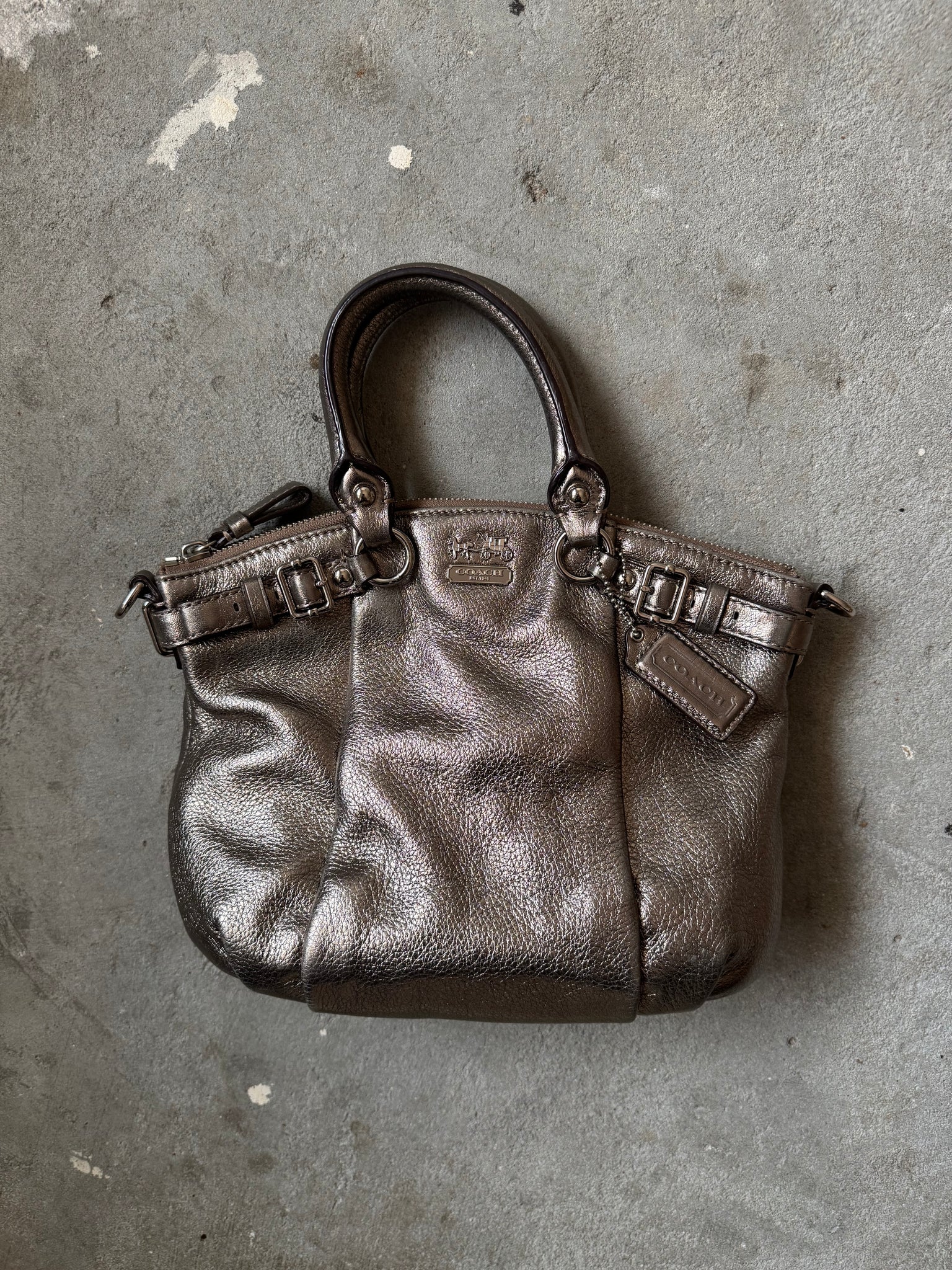 Coach 2Way Madison Metallic Shoulder Bag Silver