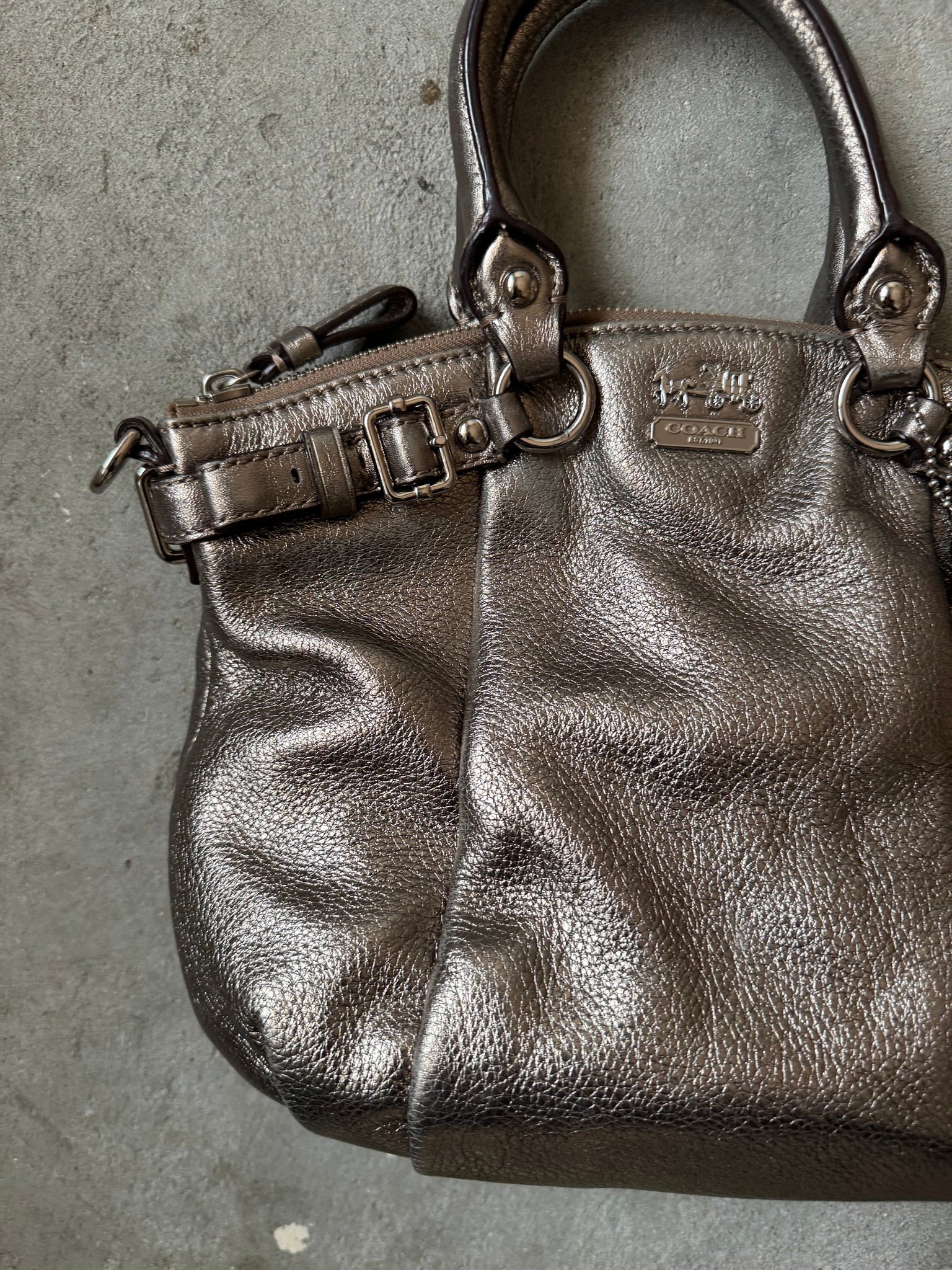 Coach 2Way Madison Metallic Shoulder Bag Silver