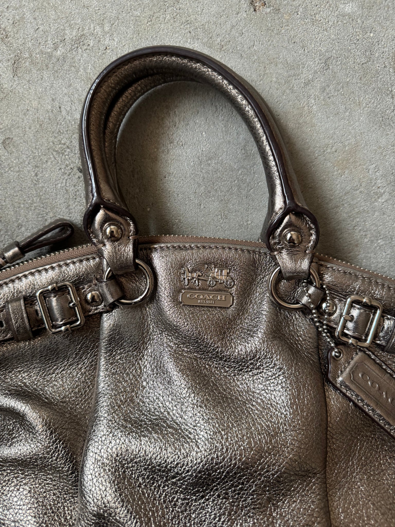 Coach 2Way Madison Metallic Shoulder Bag Silver