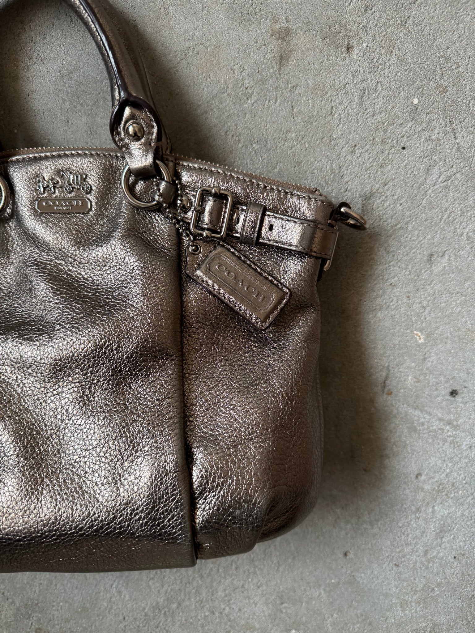 Coach 2Way Madison Metallic Shoulder Bag Silver