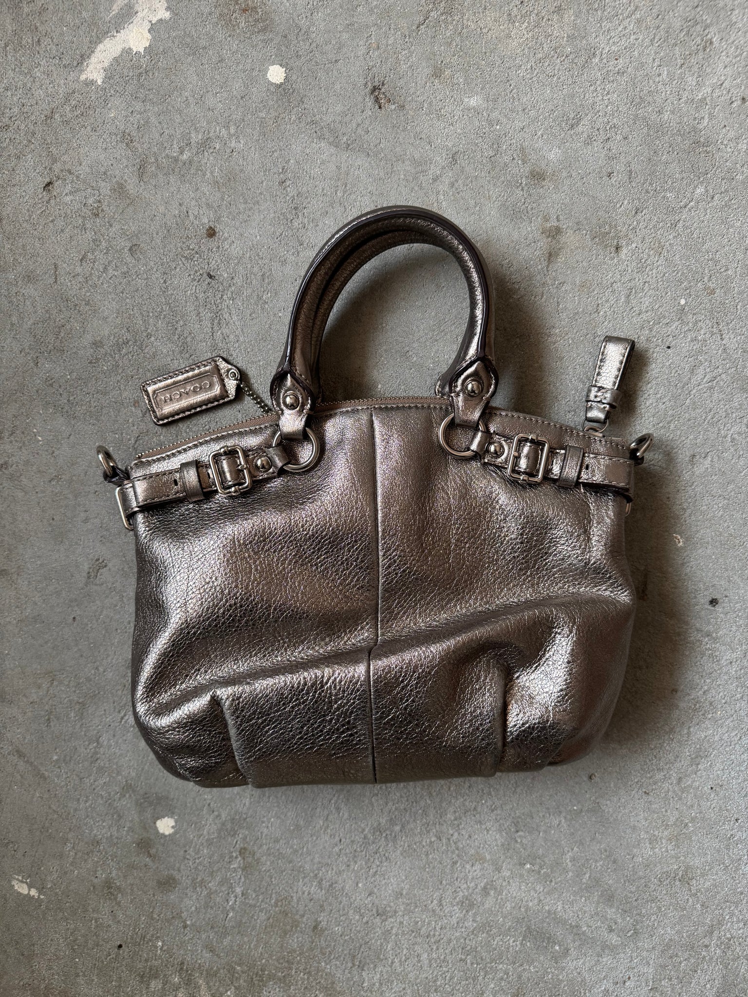Coach 2Way Madison Metallic Shoulder Bag Silver