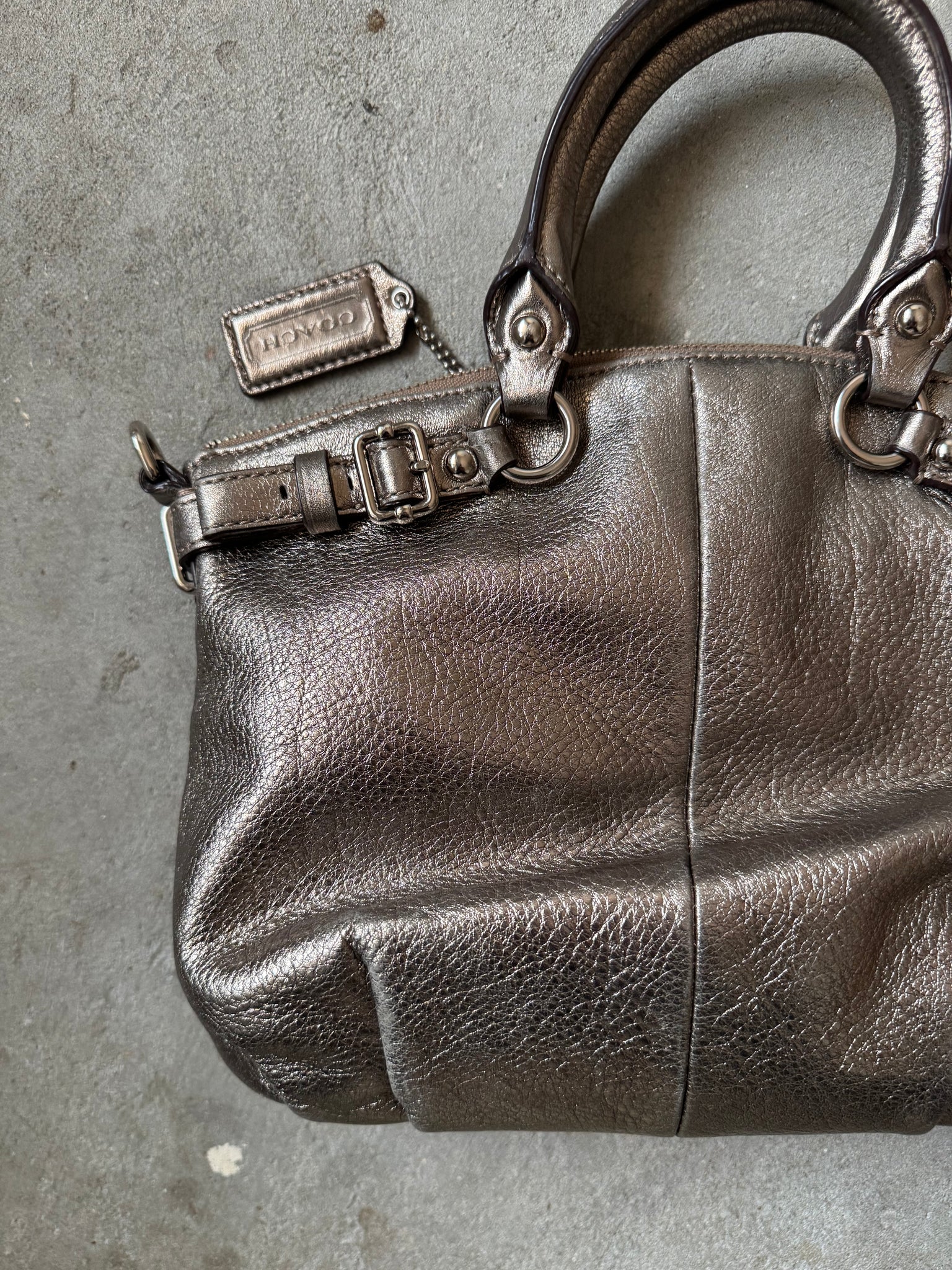 Coach 2Way Madison Metallic Shoulder Bag Silver