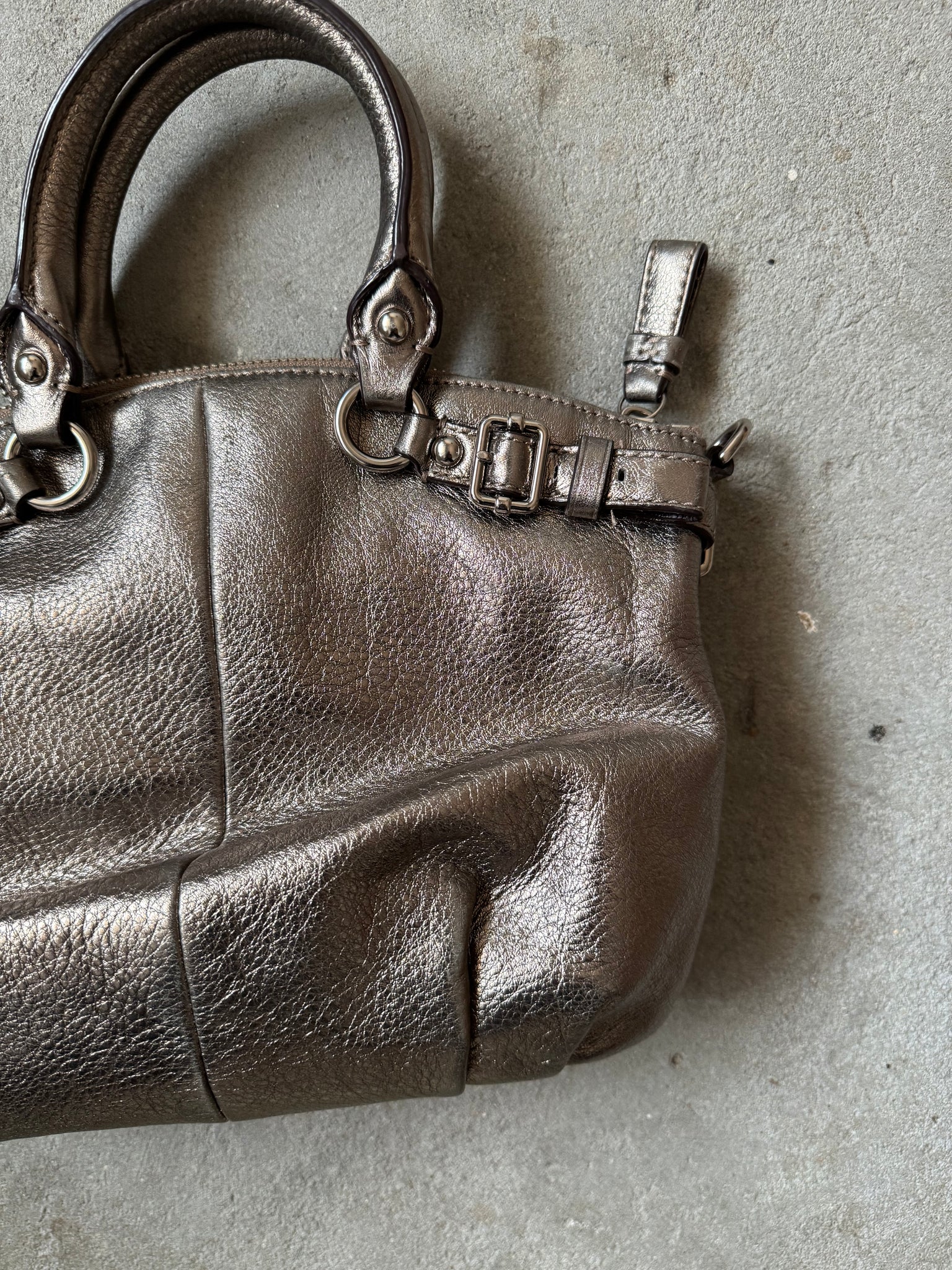 Coach 2Way Madison Metallic Shoulder Bag Silver