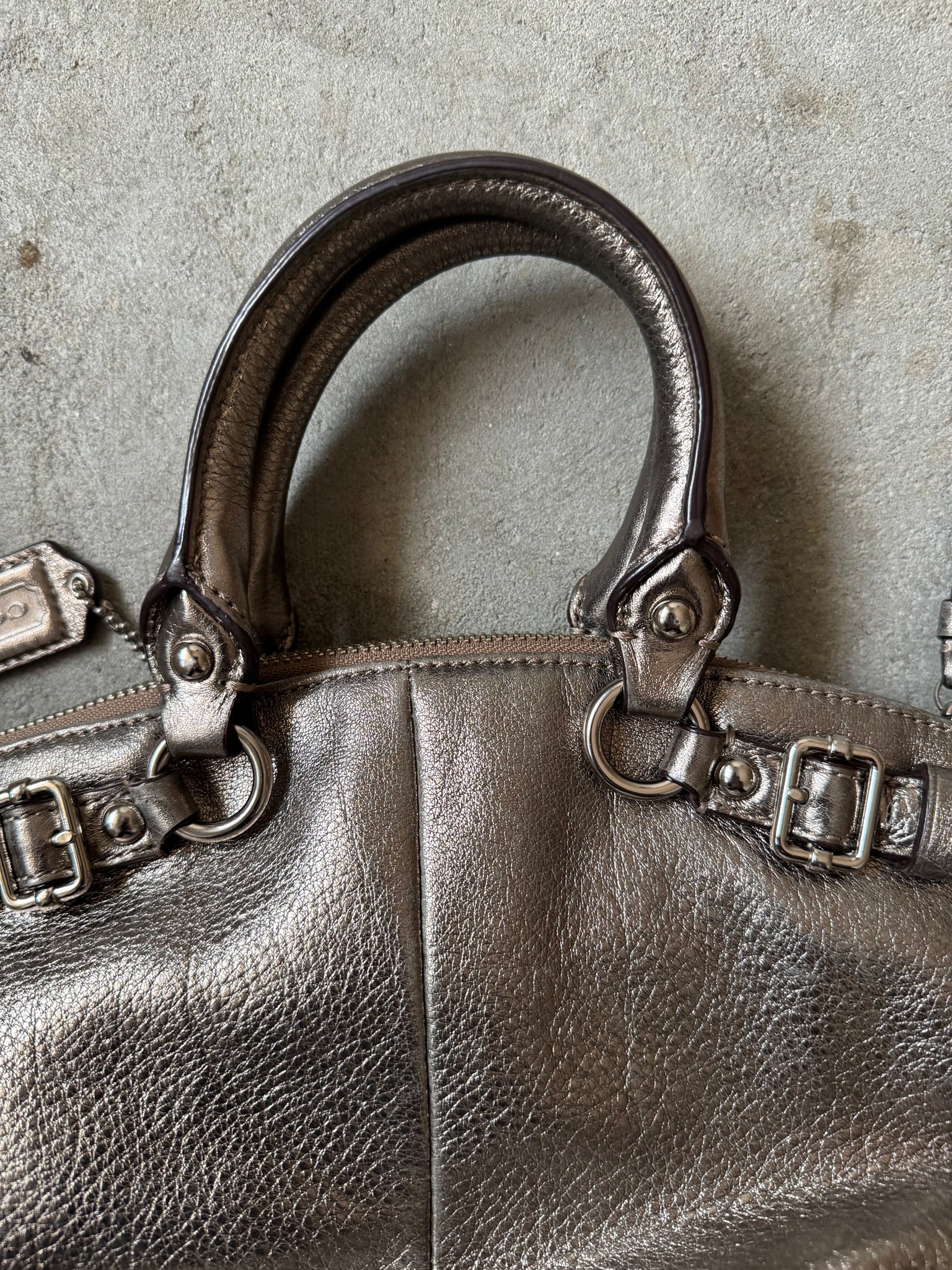 Coach 2Way Madison Metallic Shoulder Bag Silver