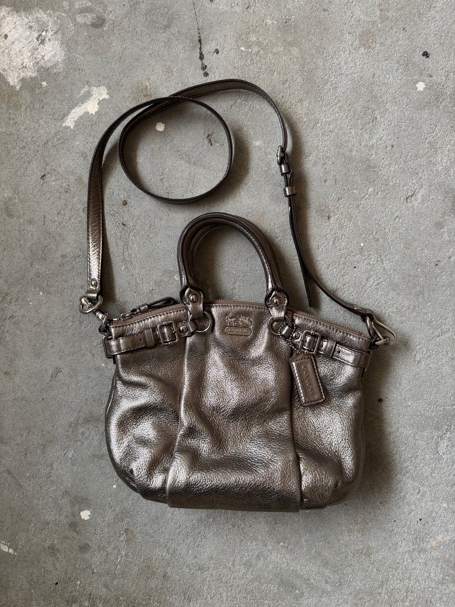 Coach 2Way Madison Metallic Shoulder Bag Silver