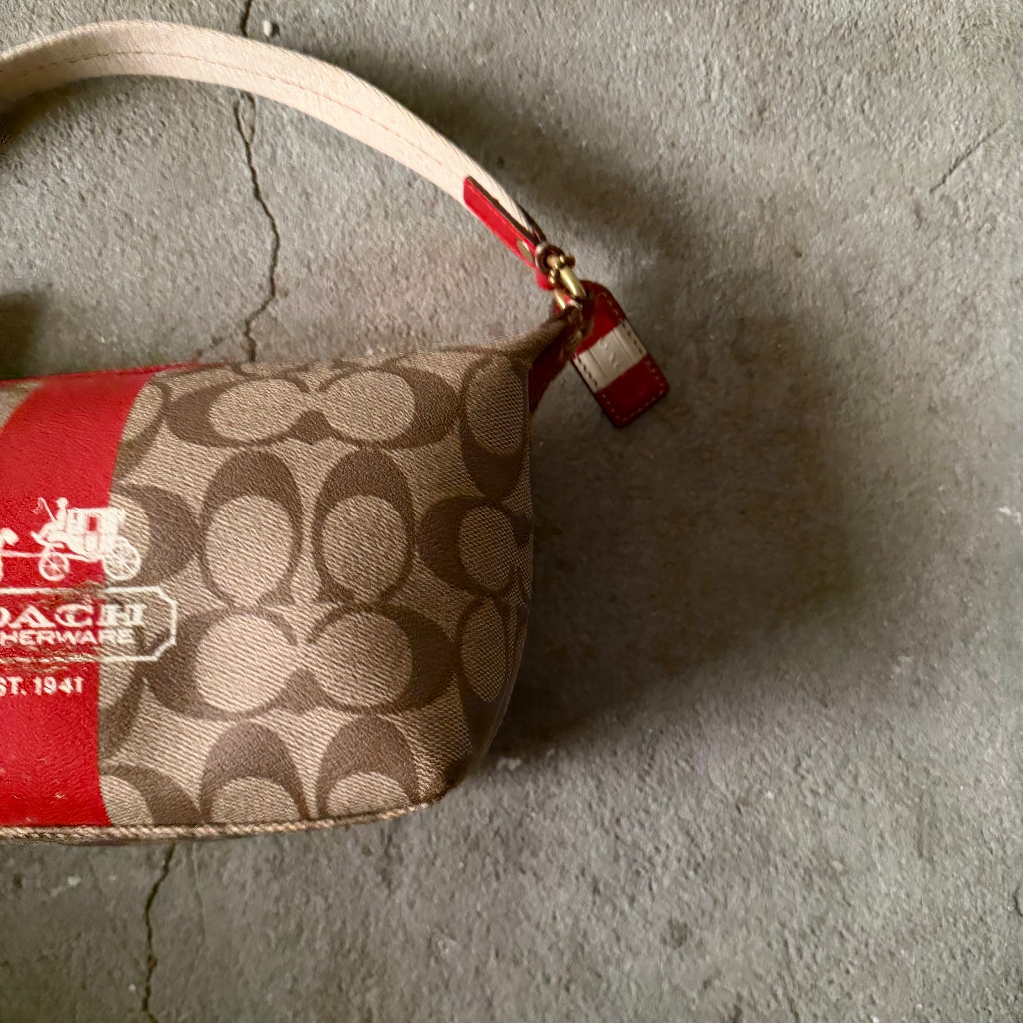 Coach Signature PVC Mini Hobo Stipe Shoulder Bag Beige/Red – Curated by ...