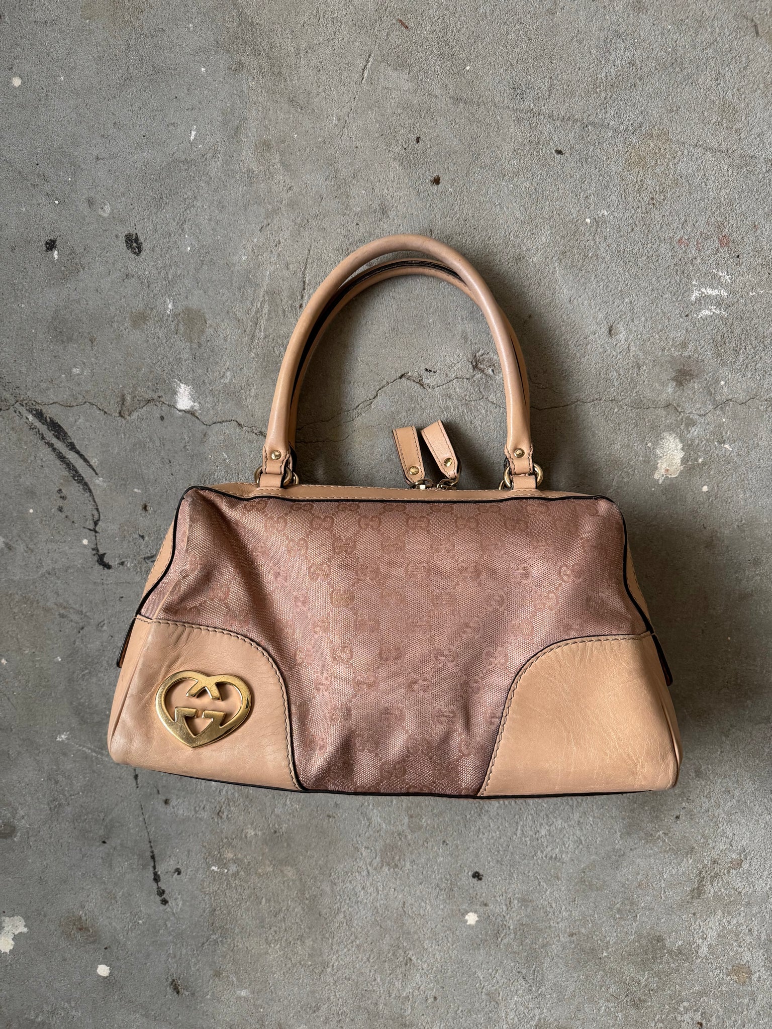 Gucci GG Monogram Heart Lovely Boston Bag Beige/Pink