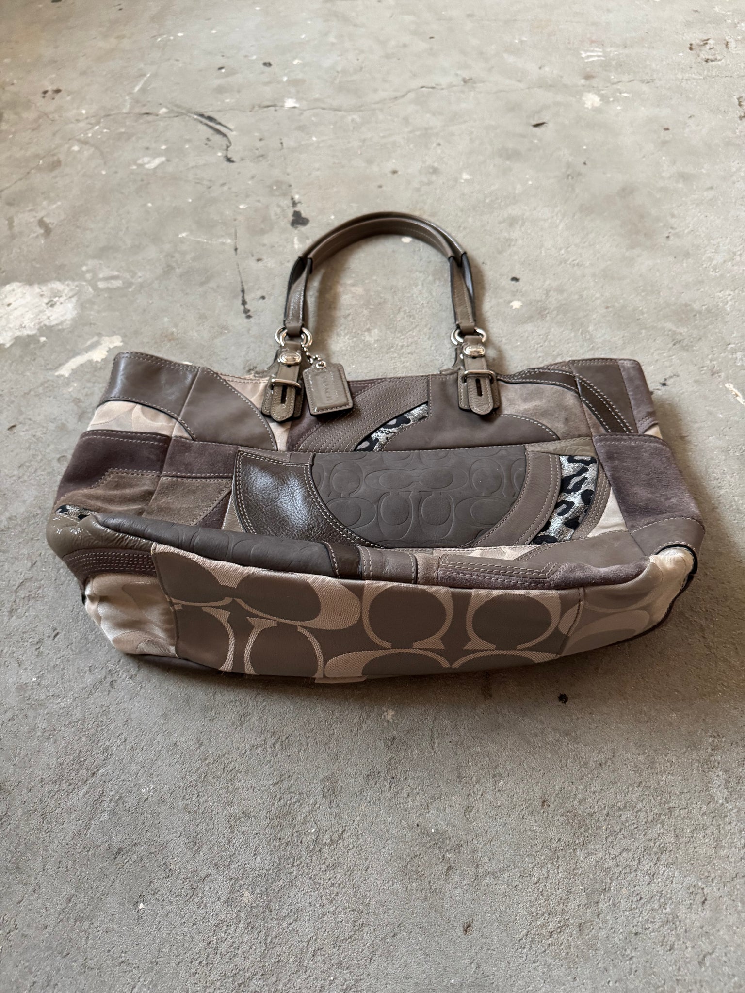 Coach Signature PatchWork Suede ShoulderBag