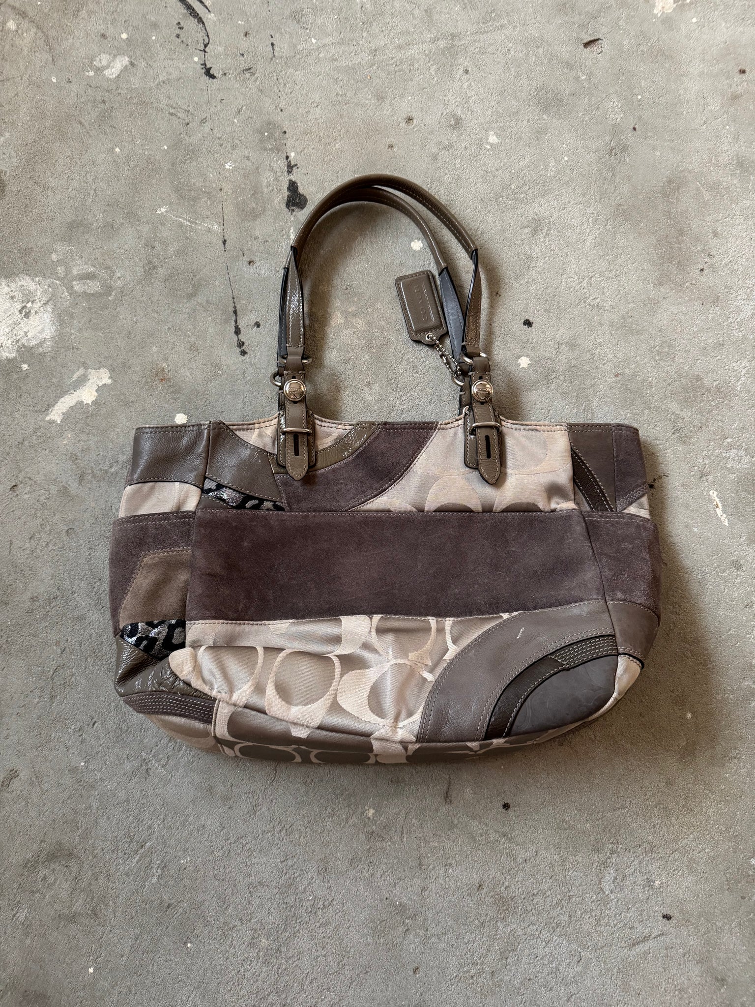 Coach Signature PatchWork Suede ShoulderBag