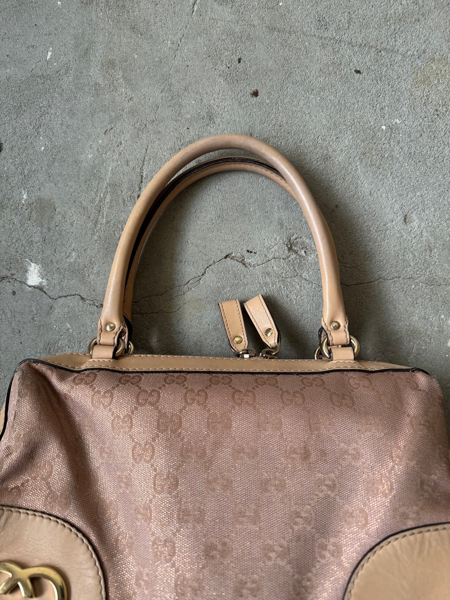 Gucci GG Monogram Heart Lovely Boston Bag Beige/Pink