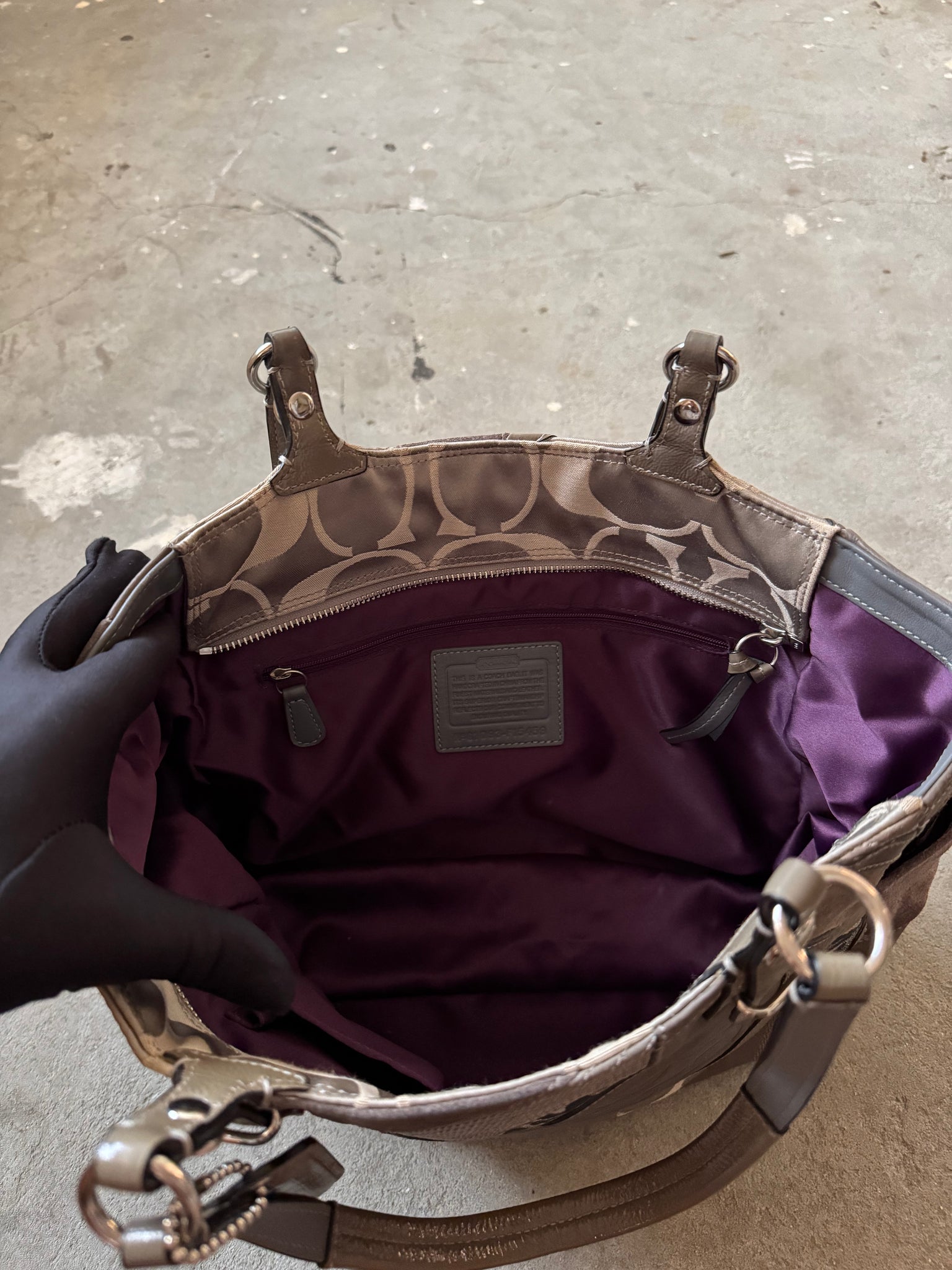 Coach Signature PatchWork Suede ShoulderBag