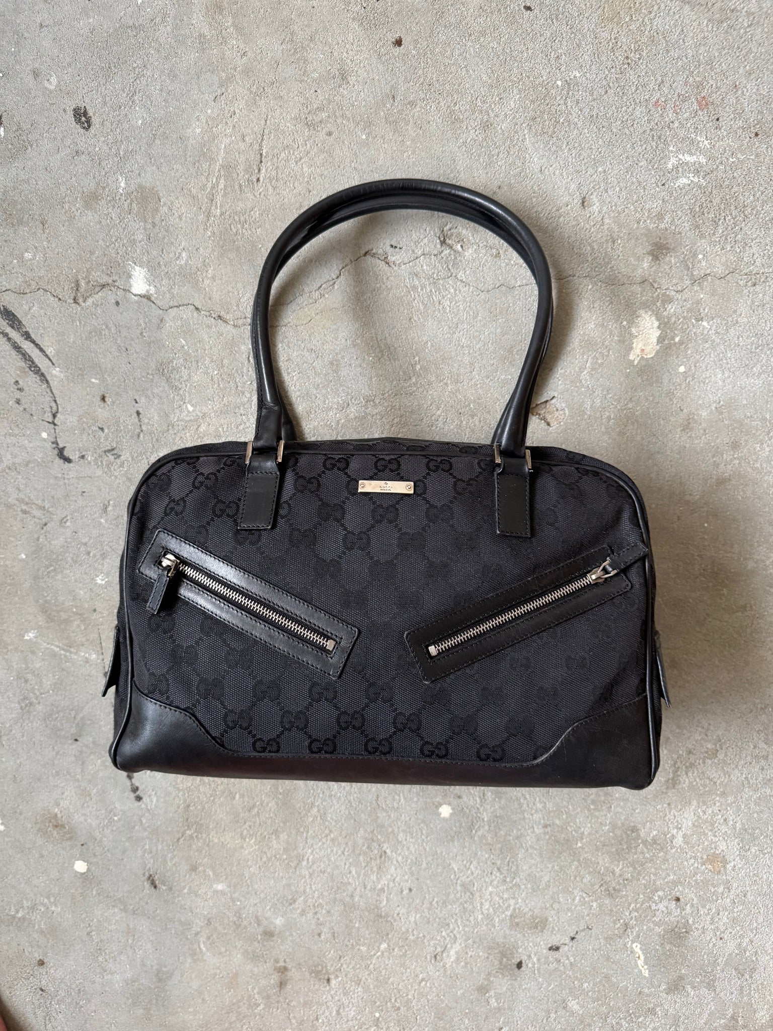 Gucci GG Monogram Boston Shoulder Bag Black