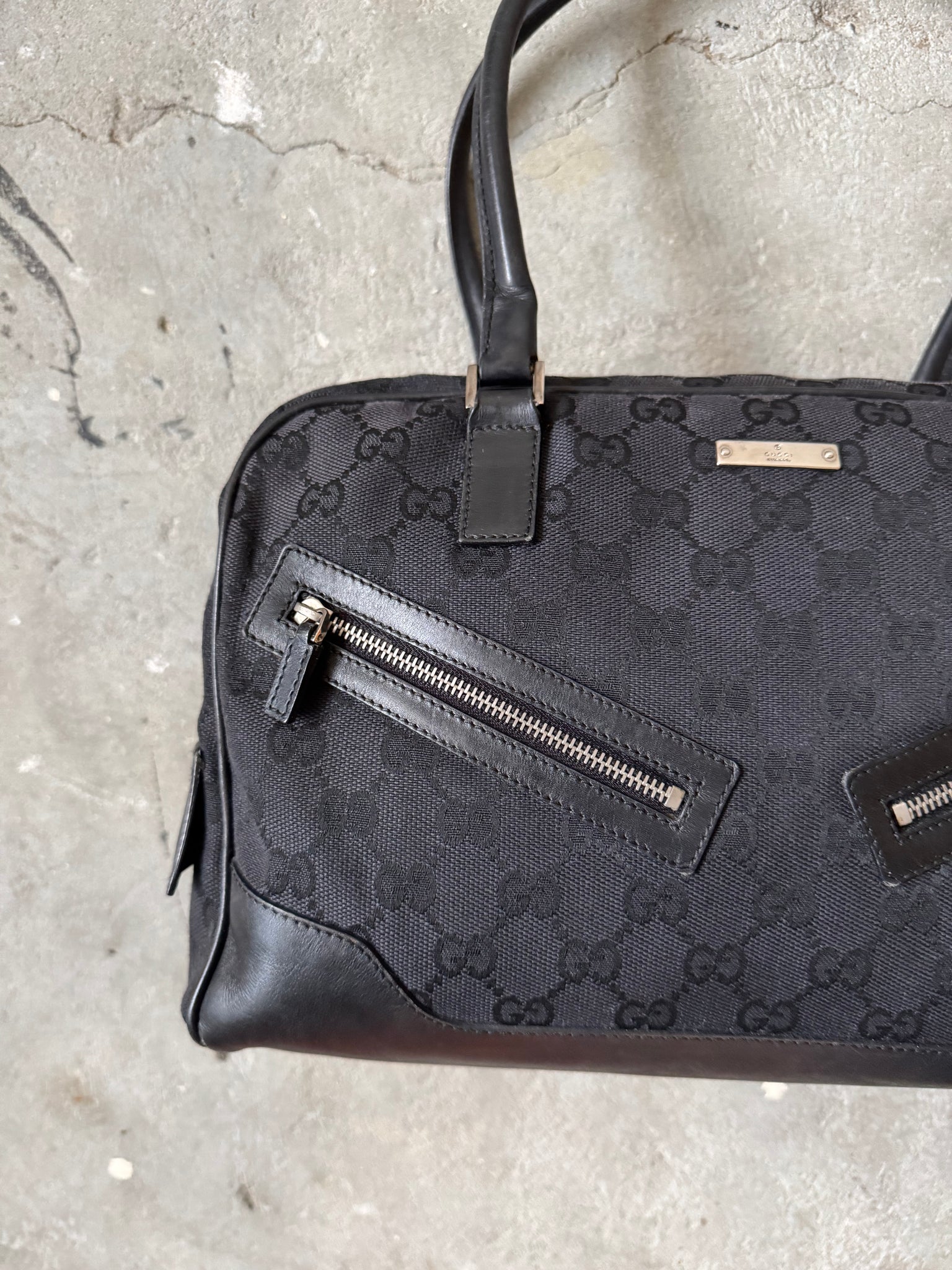 Gucci GG Monogram Boston Shoulder Bag Black