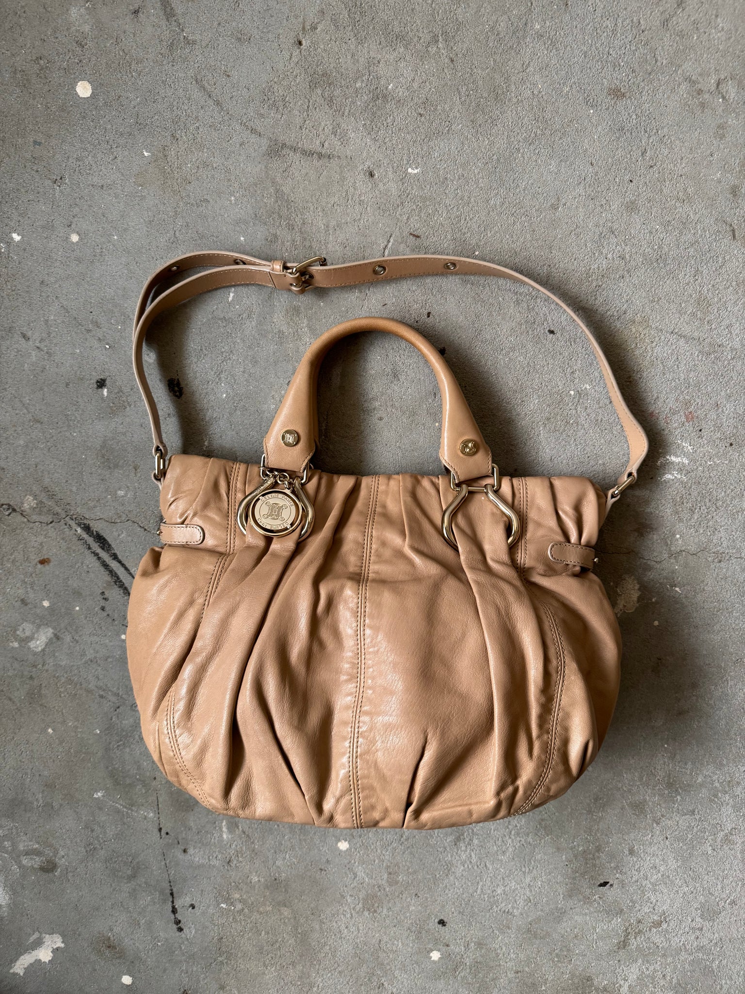 Celine 2Way Leather Shoulder Bag Brown