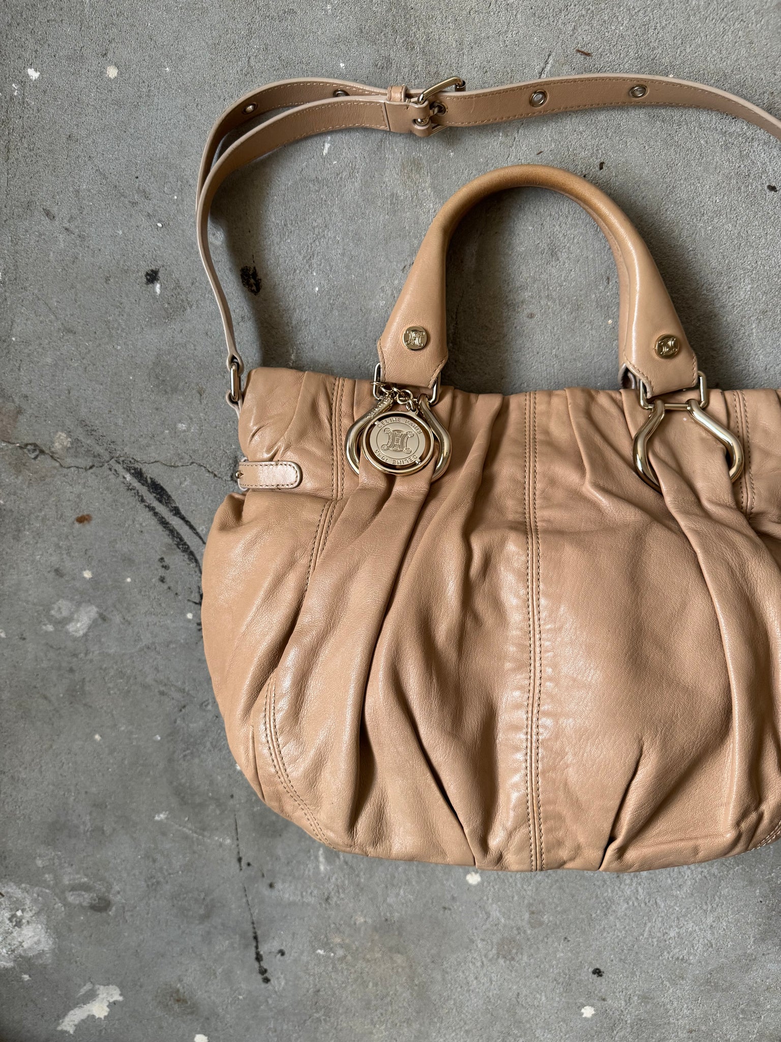 Celine 2Way Leather Shoulder Bag Brown