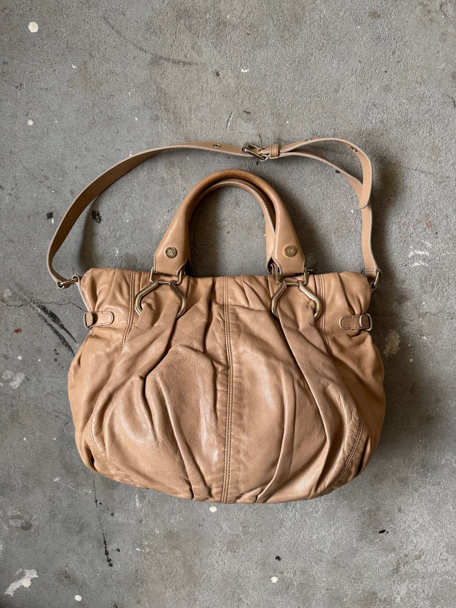 Celine 2Way Leather Shoulder Bag Brown