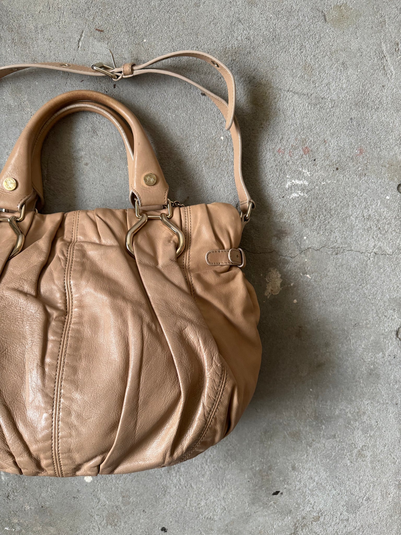 Celine 2Way Leather Shoulder Bag Brown