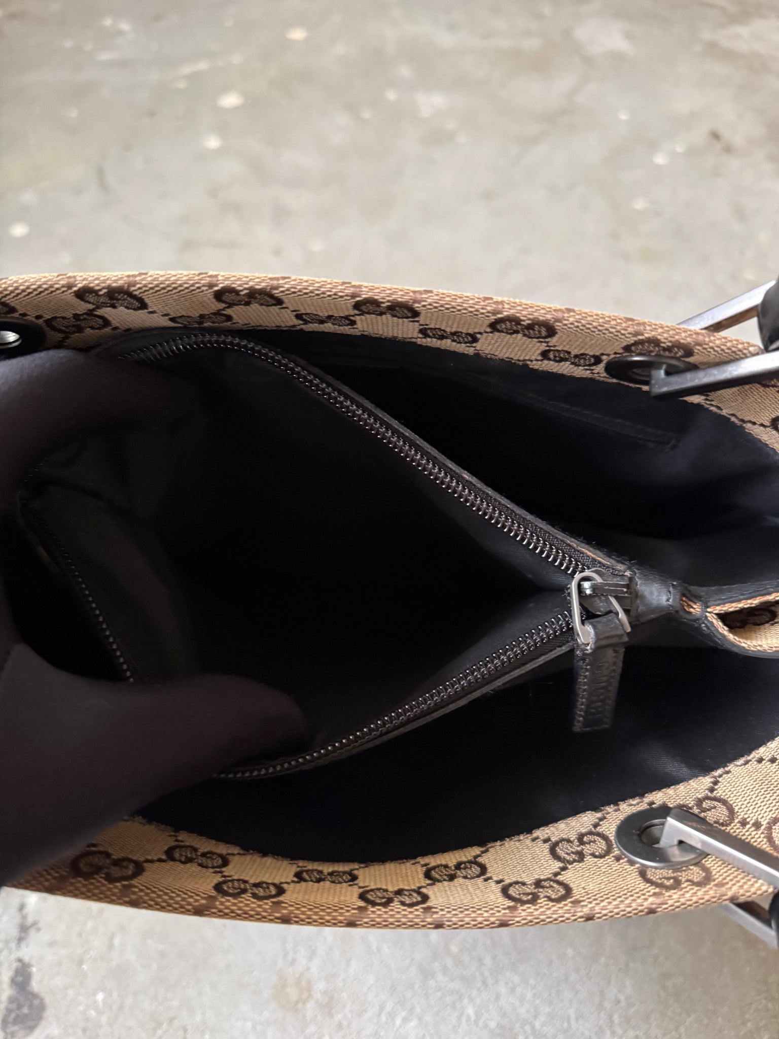 Gucci GG Monogram Bamboo Canvas Tote Bag Beige