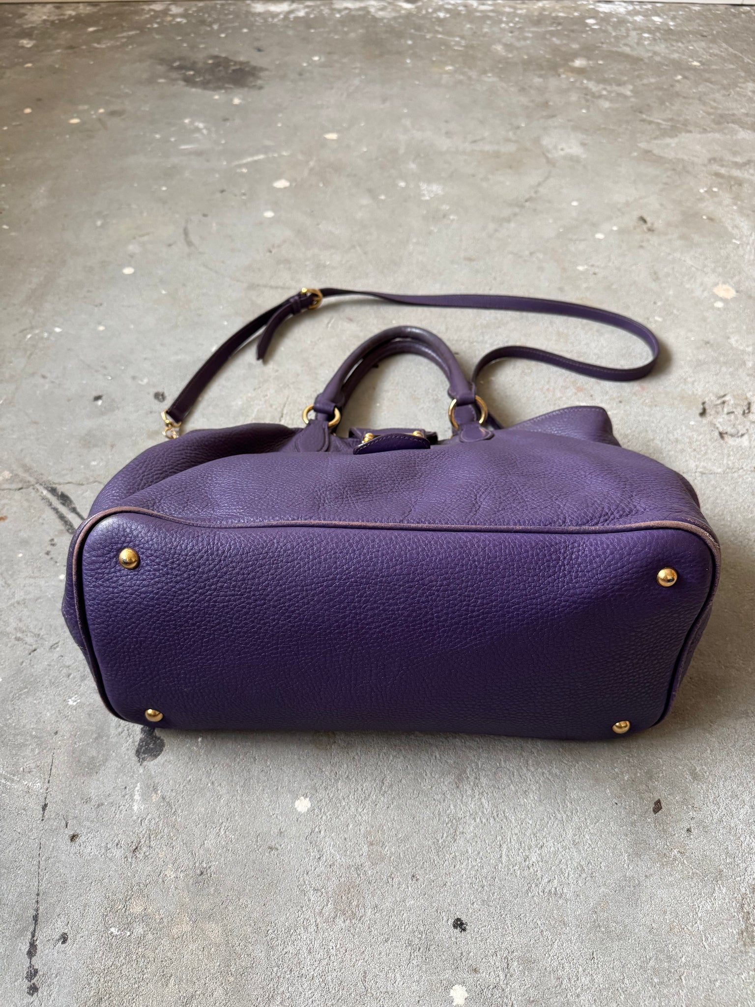 Miu Miu 2Way Viola Vitello Caribu Leather Hand Bag Purple