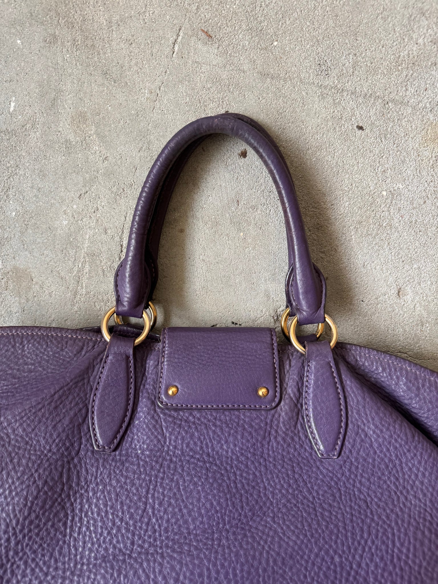Miu Miu 2Way Viola Vitello Caribu Leather Hand Bag Purple