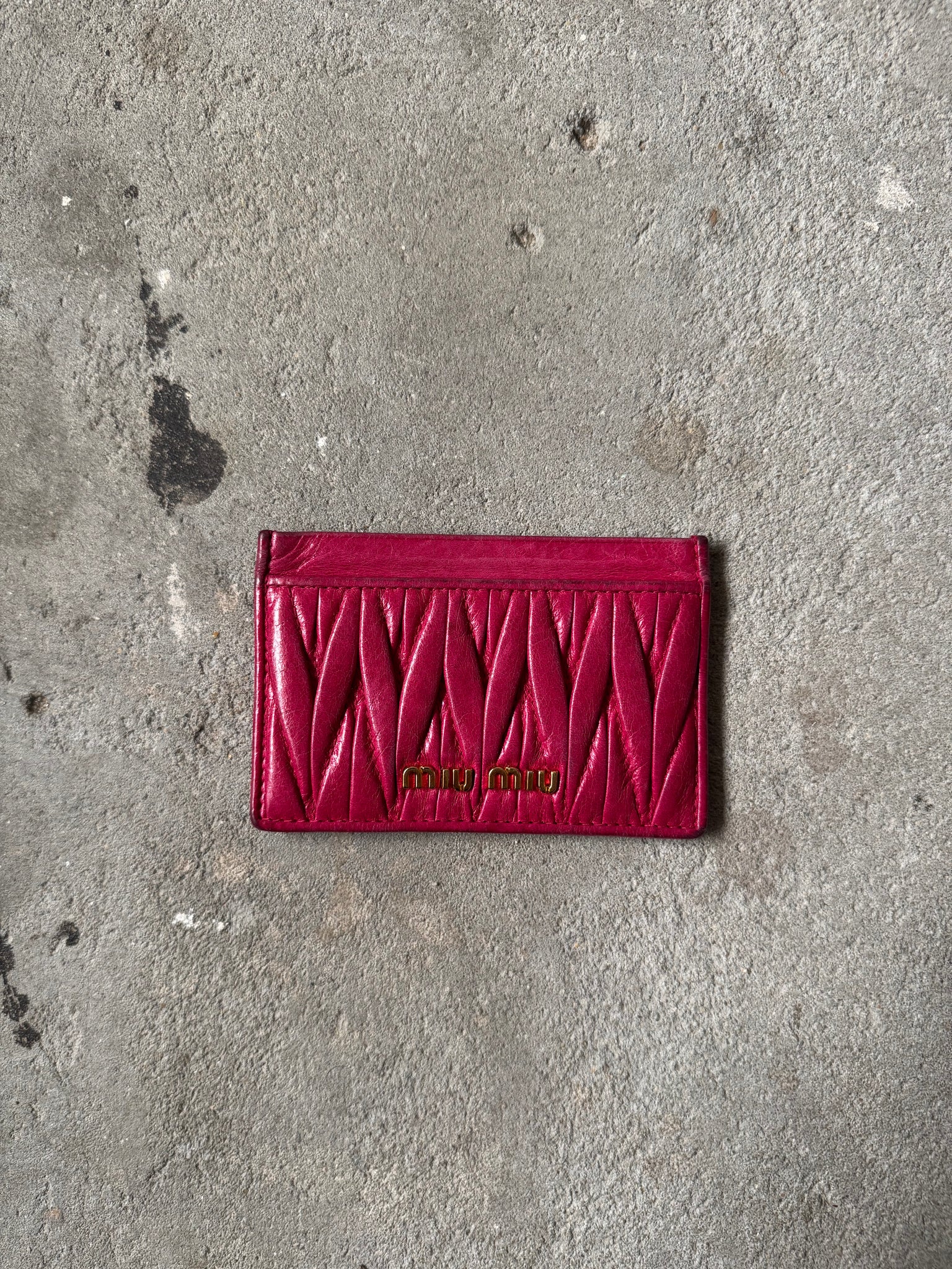 Miu Miu Matelassé Nappa Leather Card Holder Red