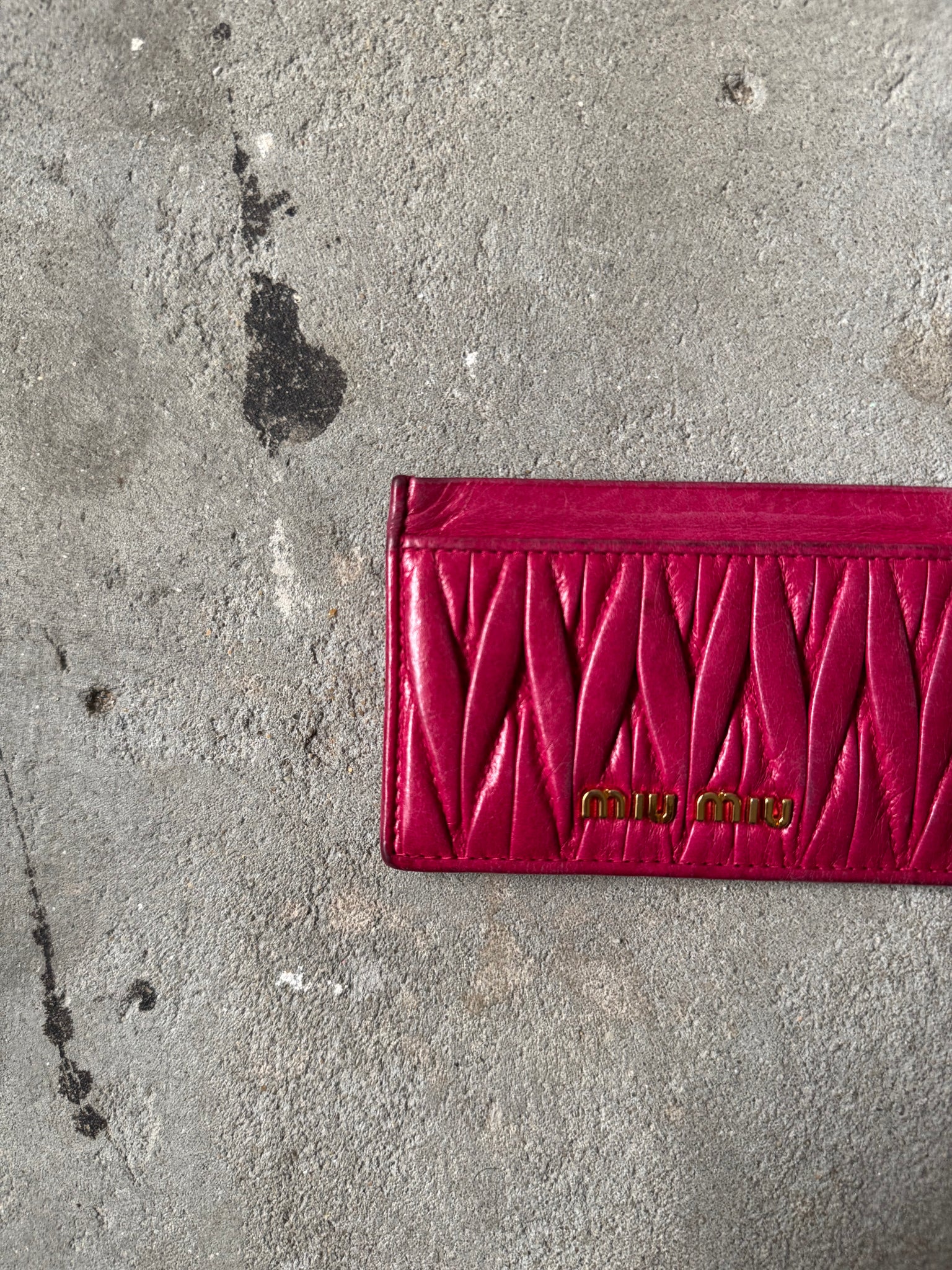 Miu Miu Matelassé Nappa Leather Card Holder Red