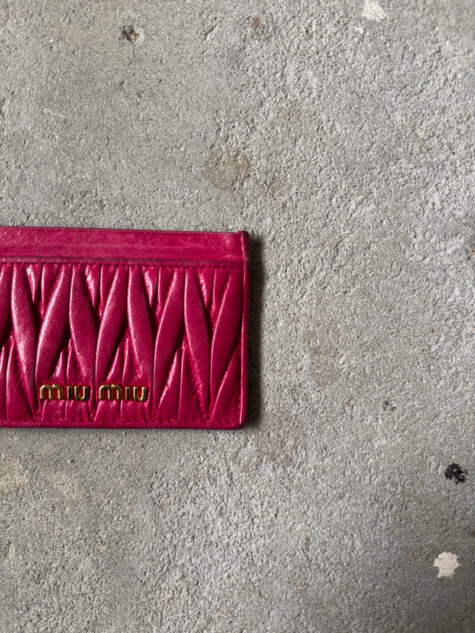 Miu Miu Matelassé Nappa Leather Card Holder Red