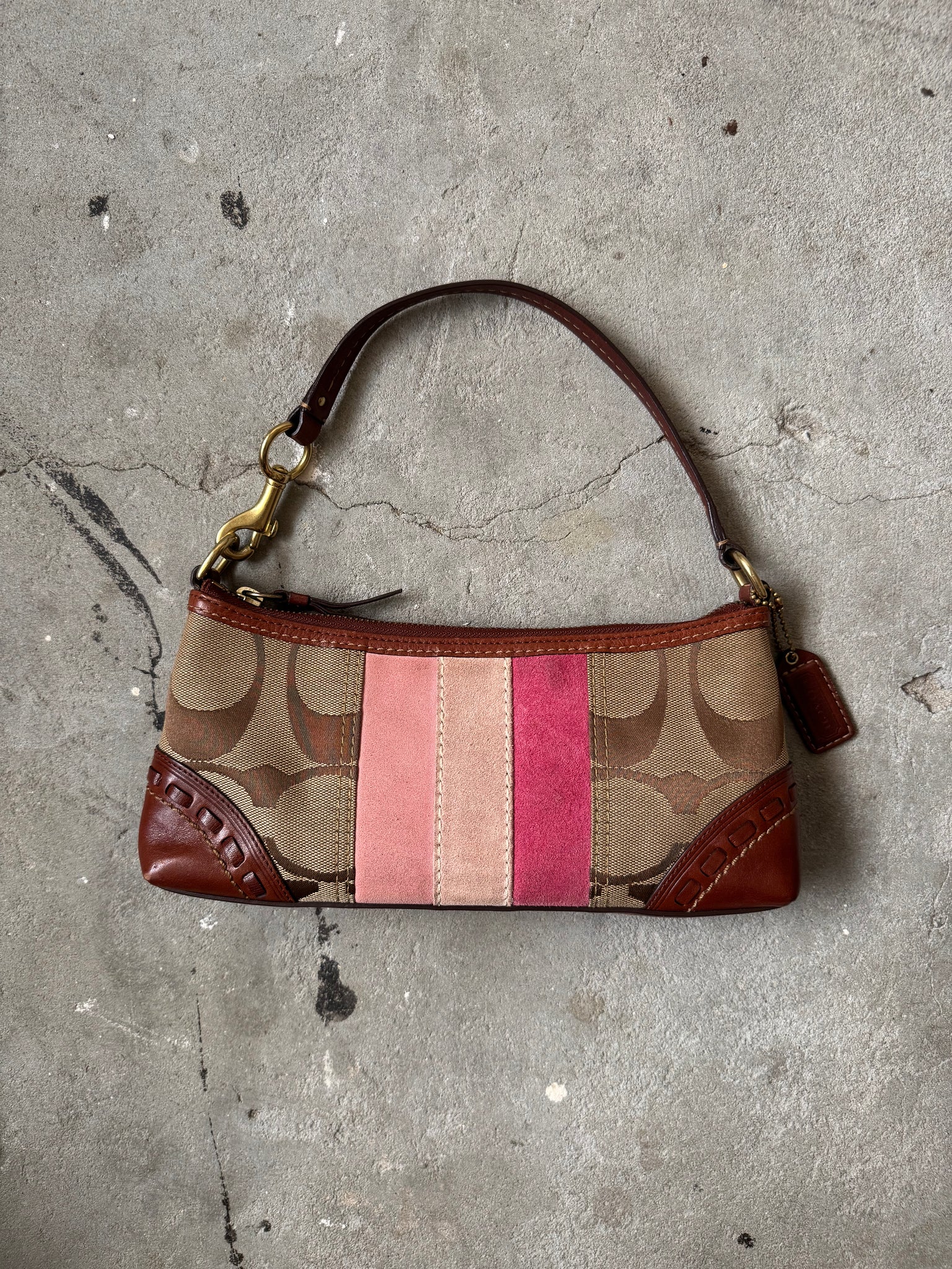 Coach Signature Stripe Baguette Shoulder Bag Multi