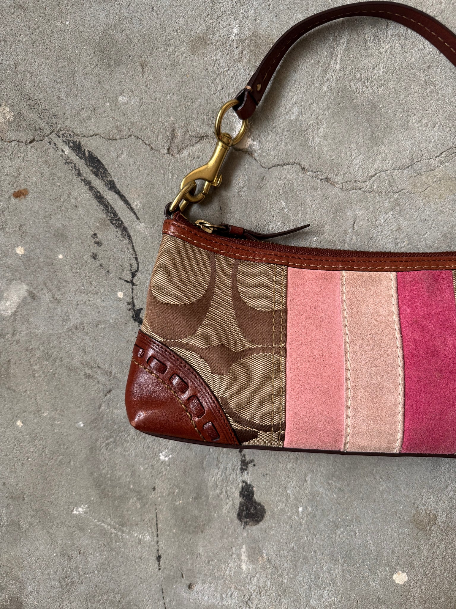 Coach Signature Stripe Baguette Shoulder Bag Multi