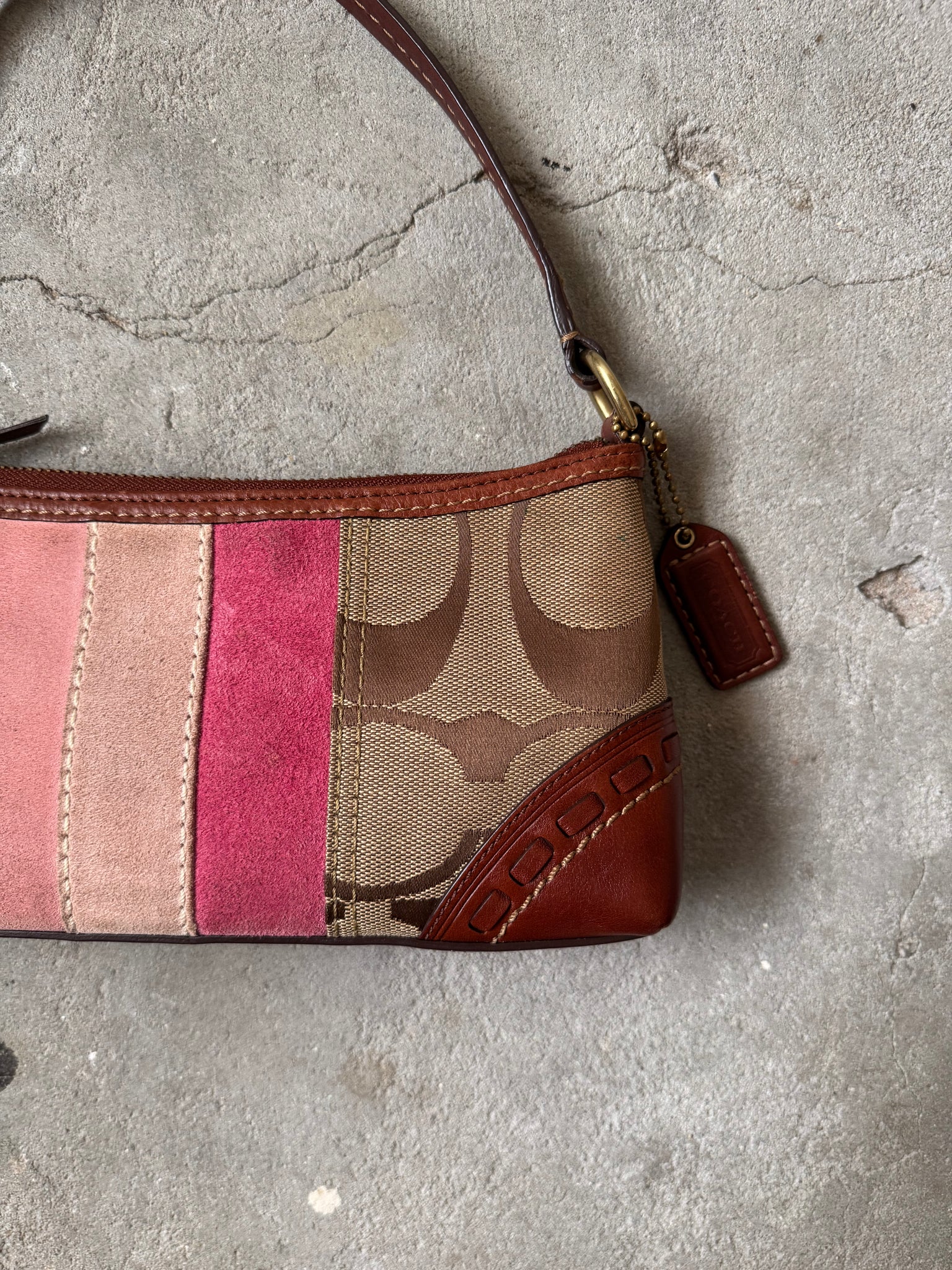 Coach Signature Stripe Baguette Shoulder Bag Multi