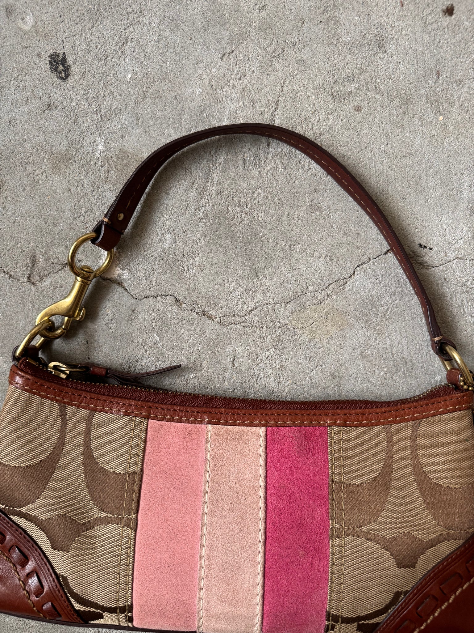 Coach Signature Stripe Baguette Shoulder Bag Multi