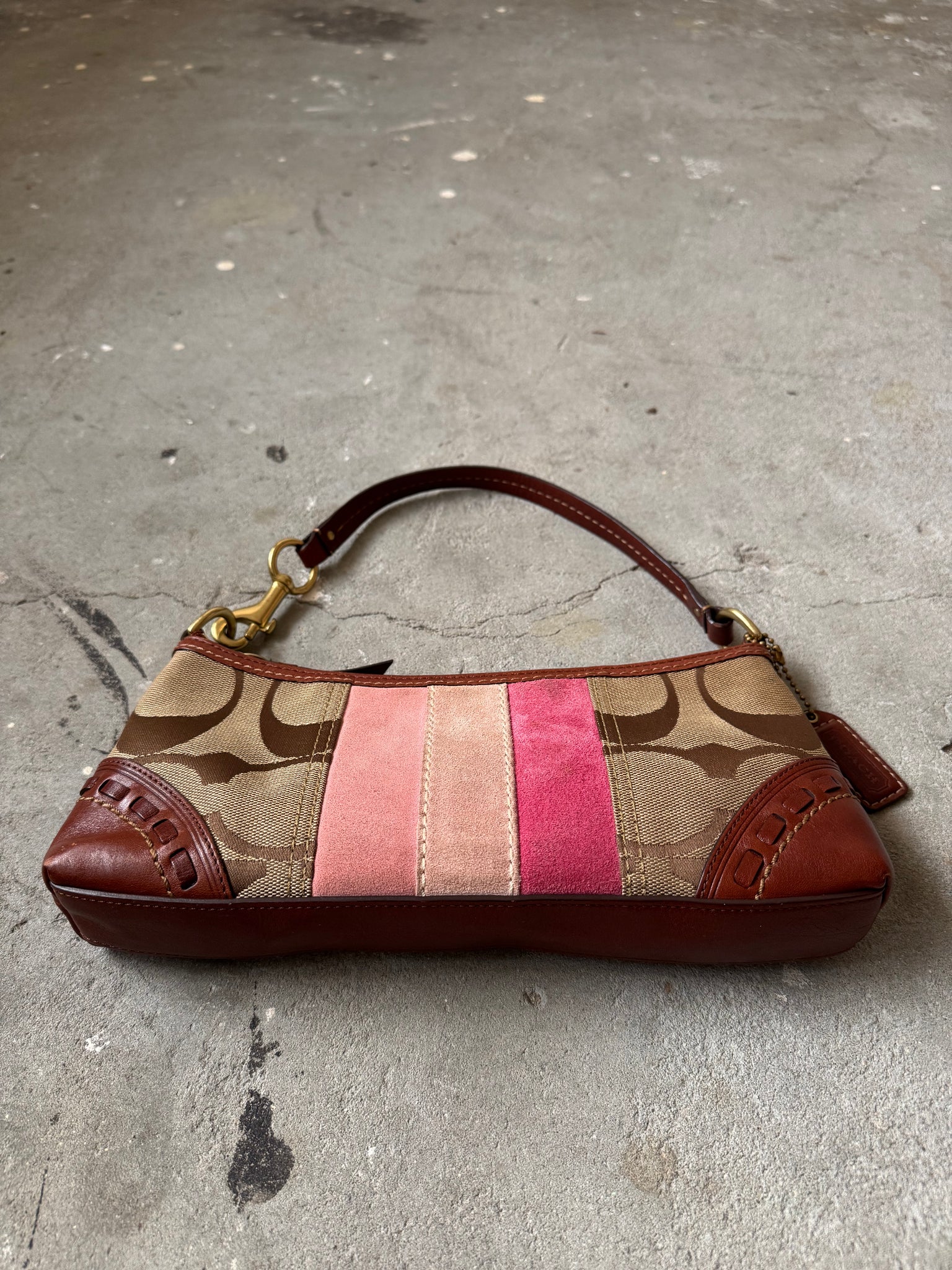 Coach Signature Stripe Baguette Shoulder Bag Multi