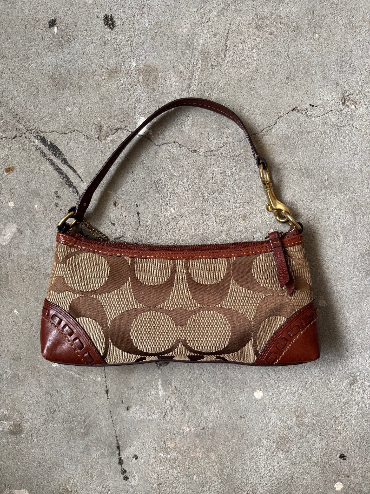 Coach Signature Stripe Baguette Shoulder Bag Multi