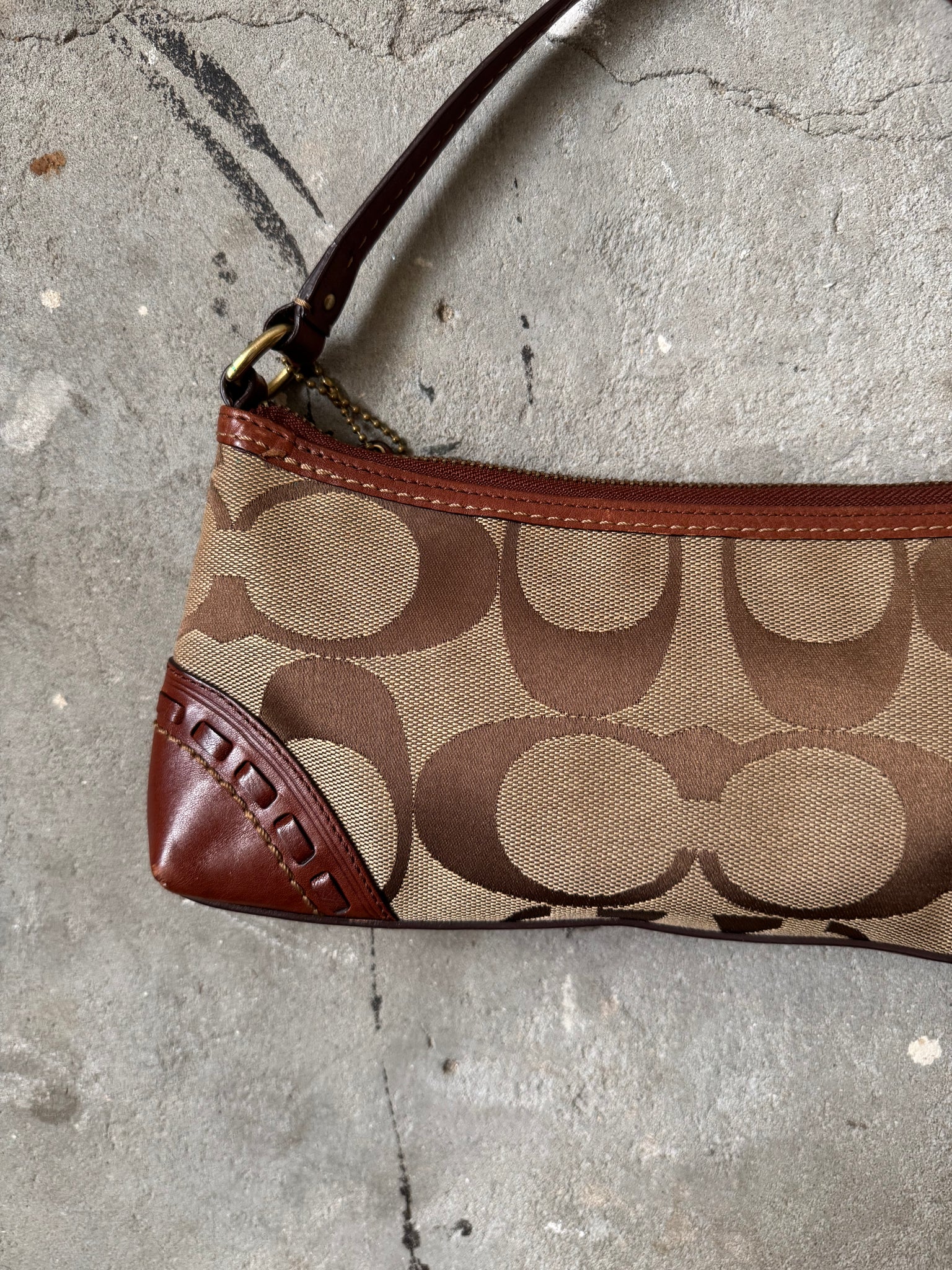Coach Signature Stripe Baguette Shoulder Bag Multi