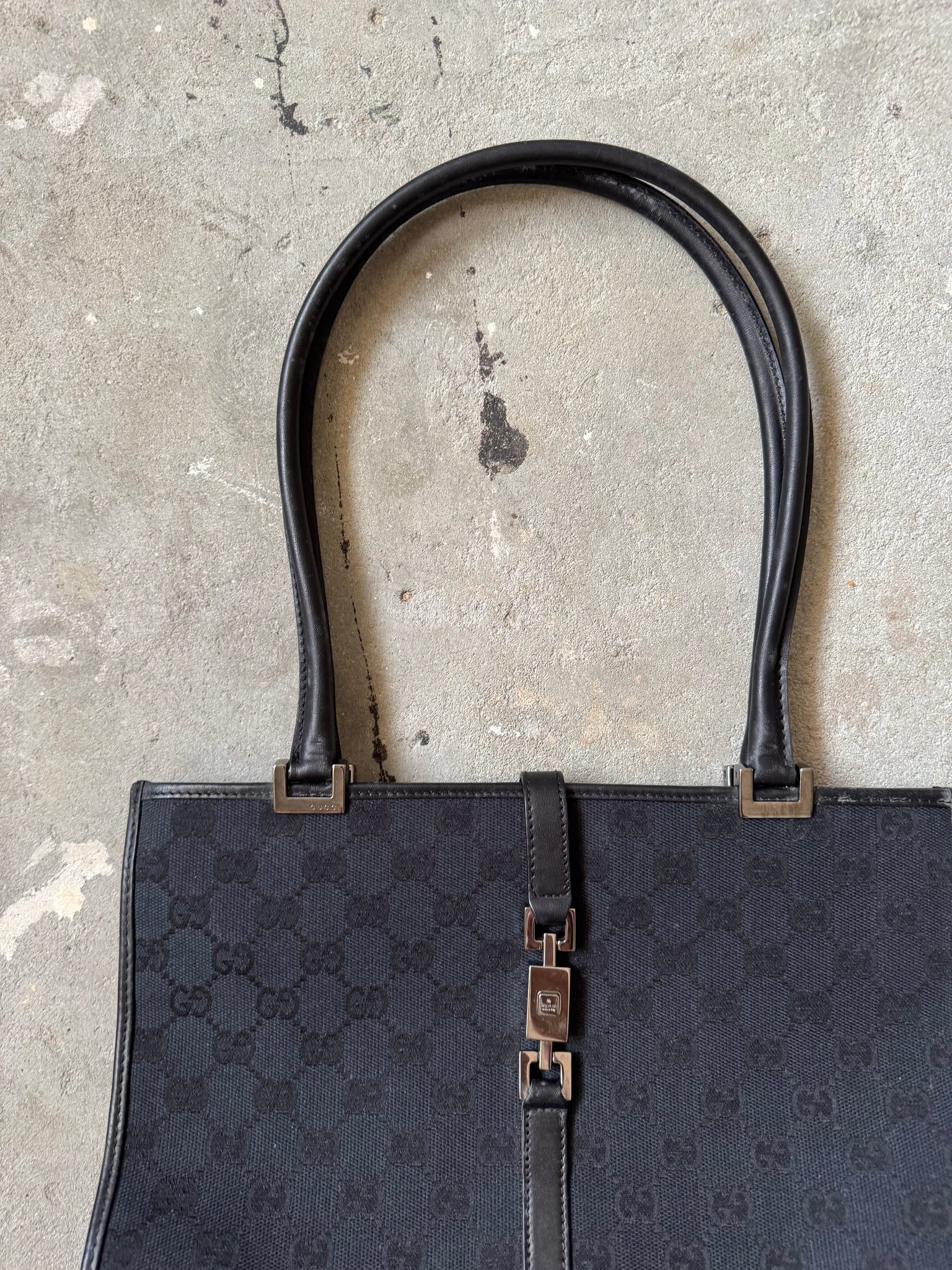 Gucci GG Monogram Jackie Tote Bag Black