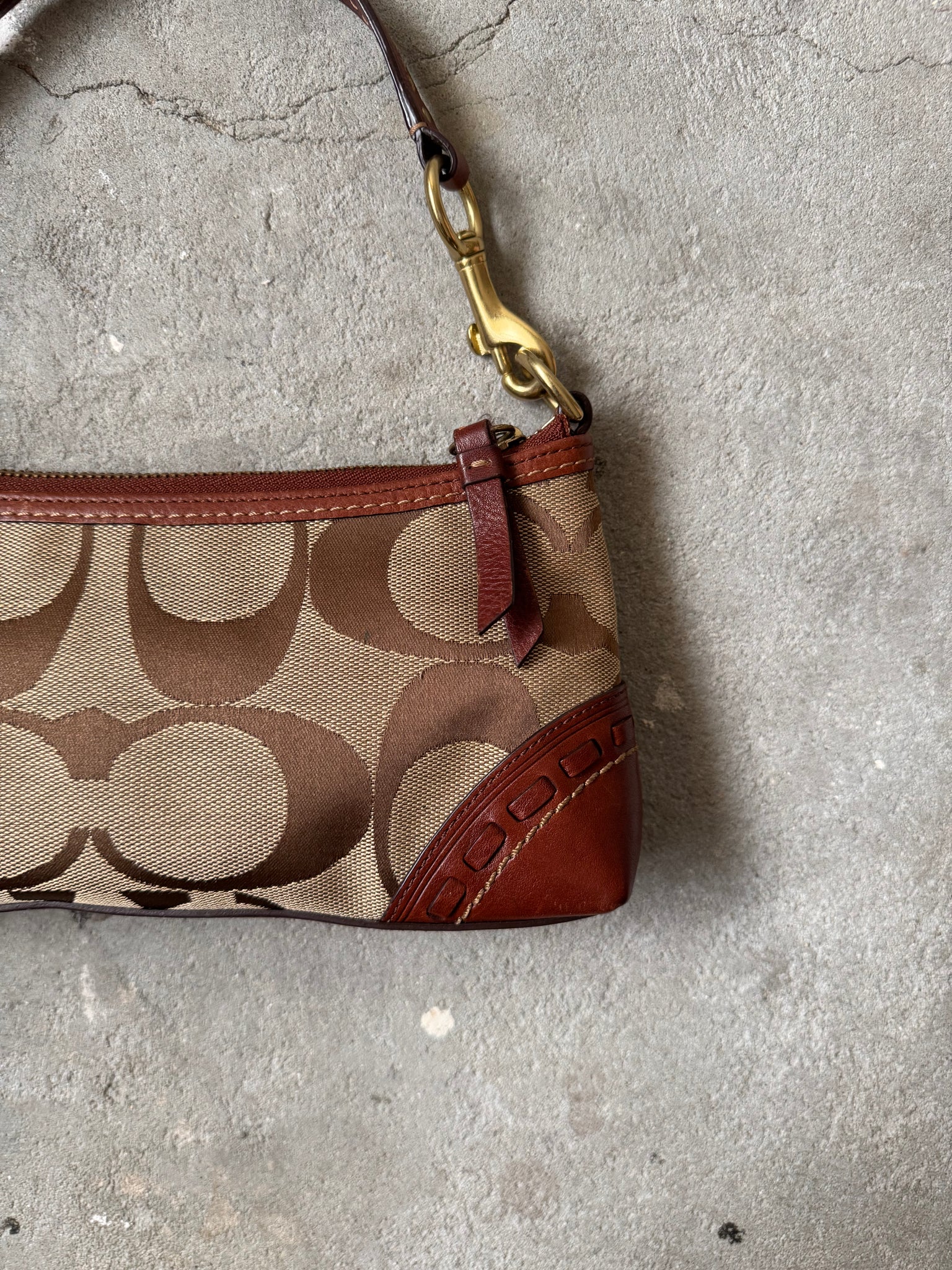 Coach Signature Stripe Baguette Shoulder Bag Multi