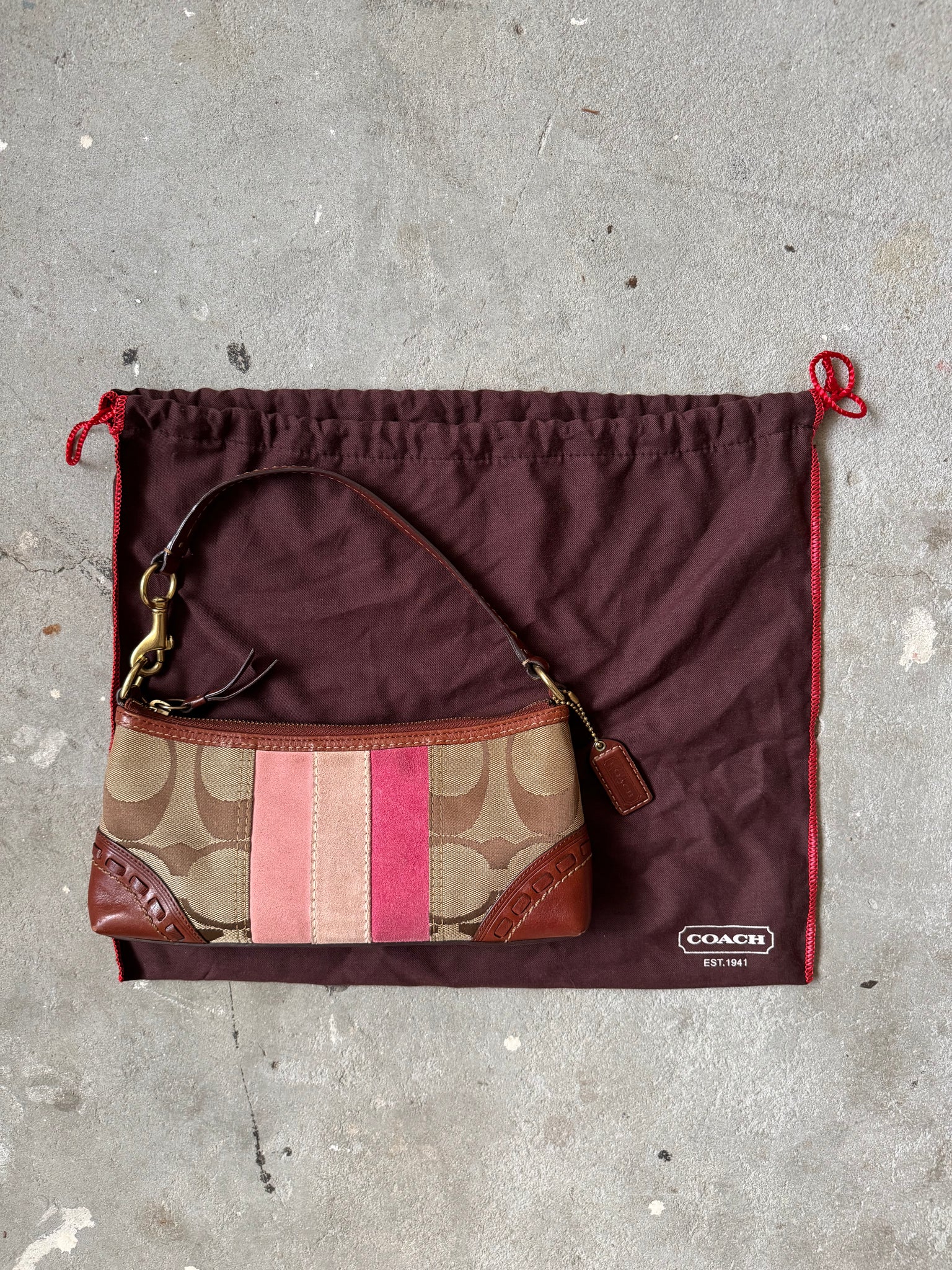 Coach Signature Stripe Baguette Shoulder Bag Multi