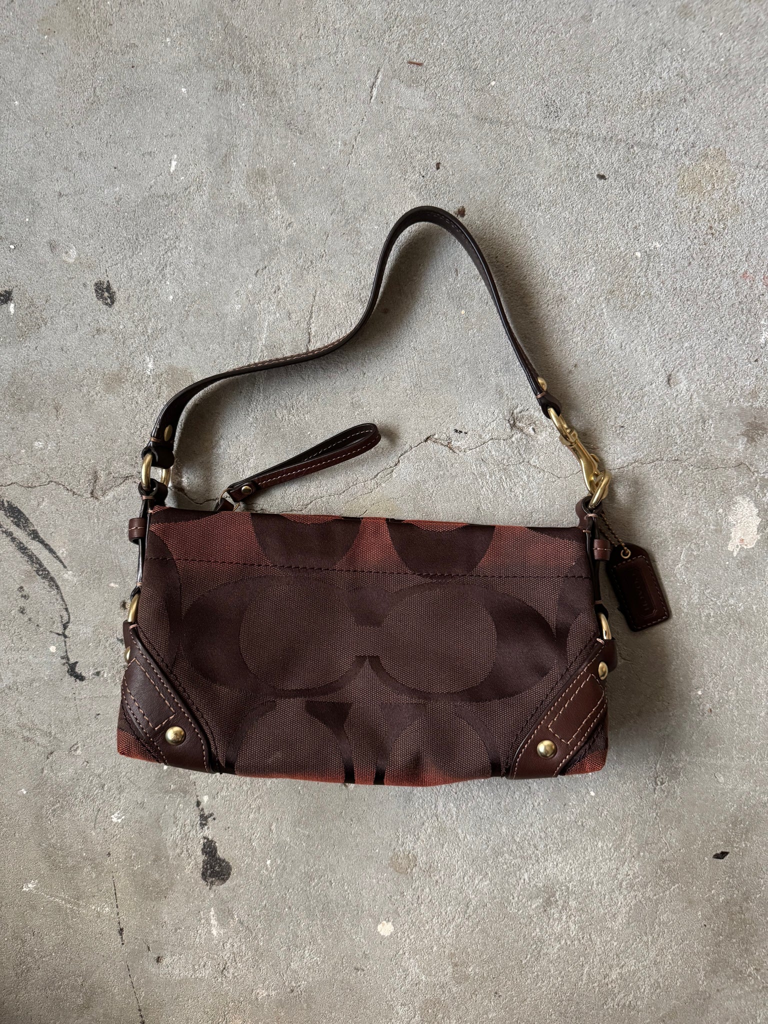 Coach Signature Baguette Shoulder Bag Brown
