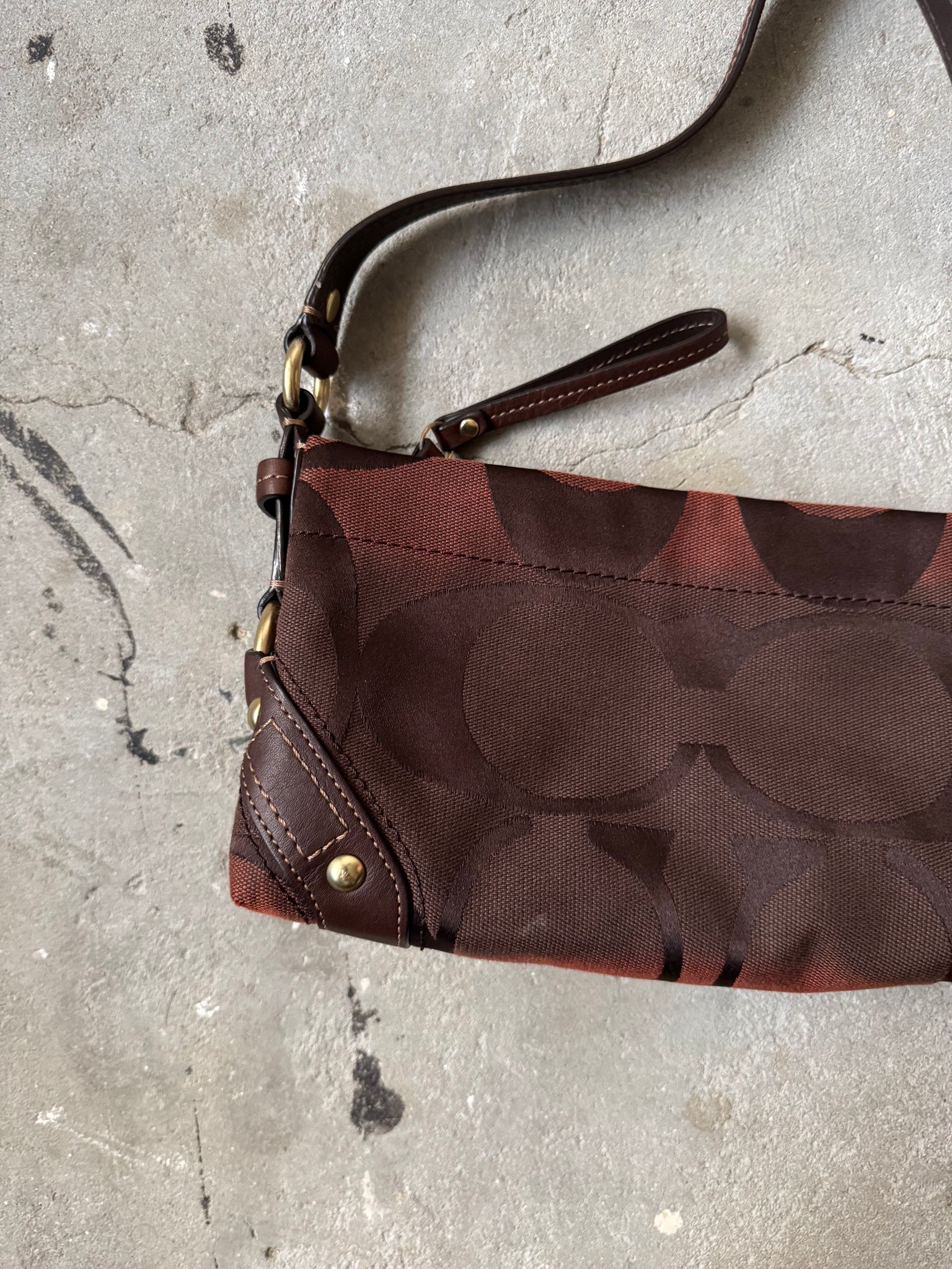 Coach Signature Baguette Shoulder Bag Brown