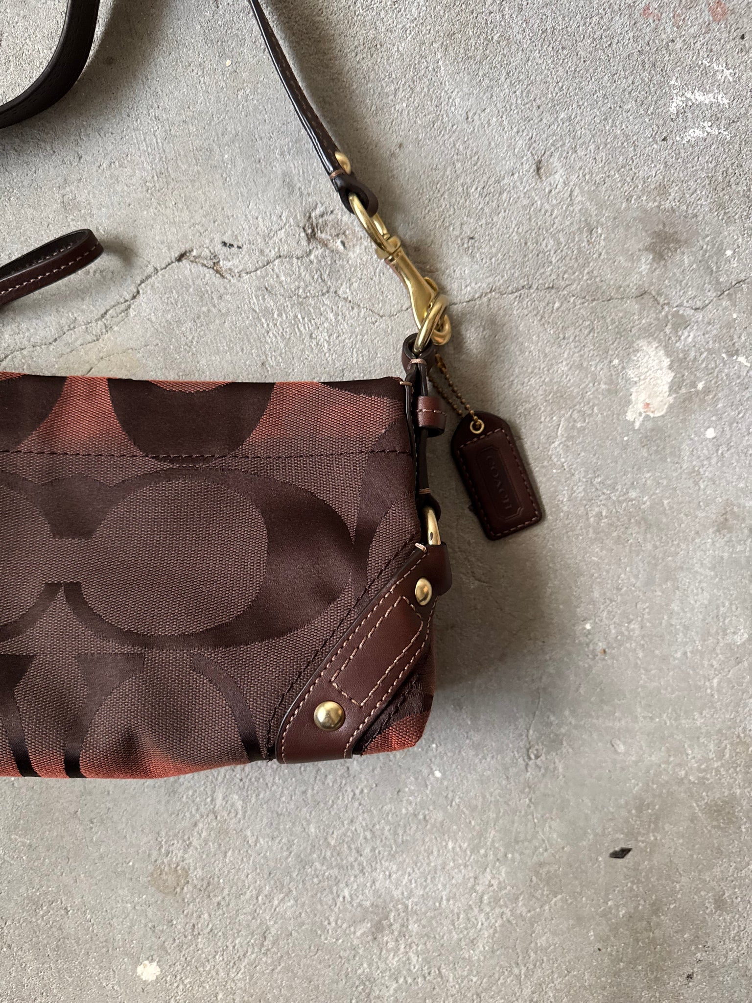 Coach Signature Baguette Shoulder Bag Brown