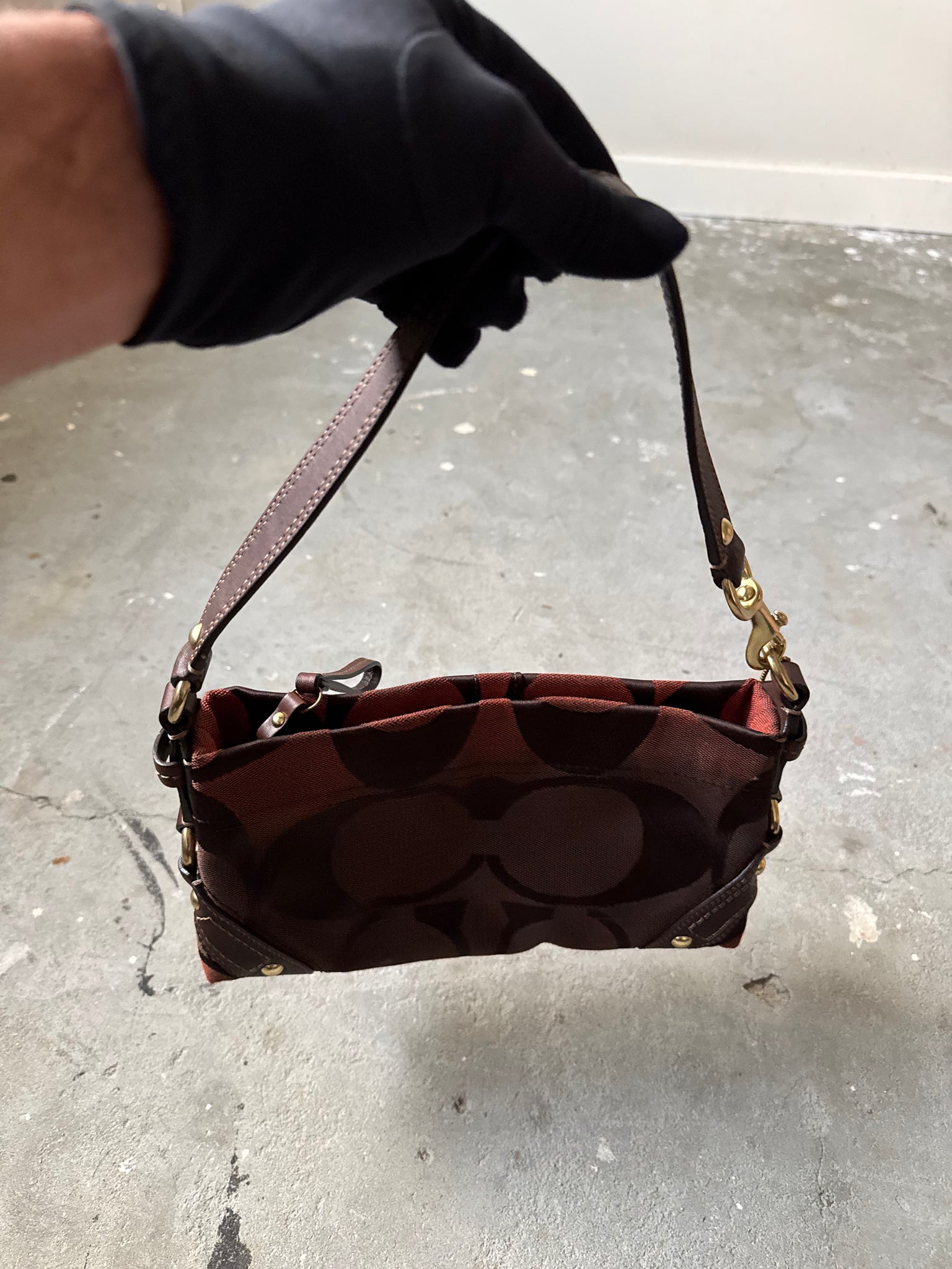 Coach Signature Baguette Shoulder Bag Brown