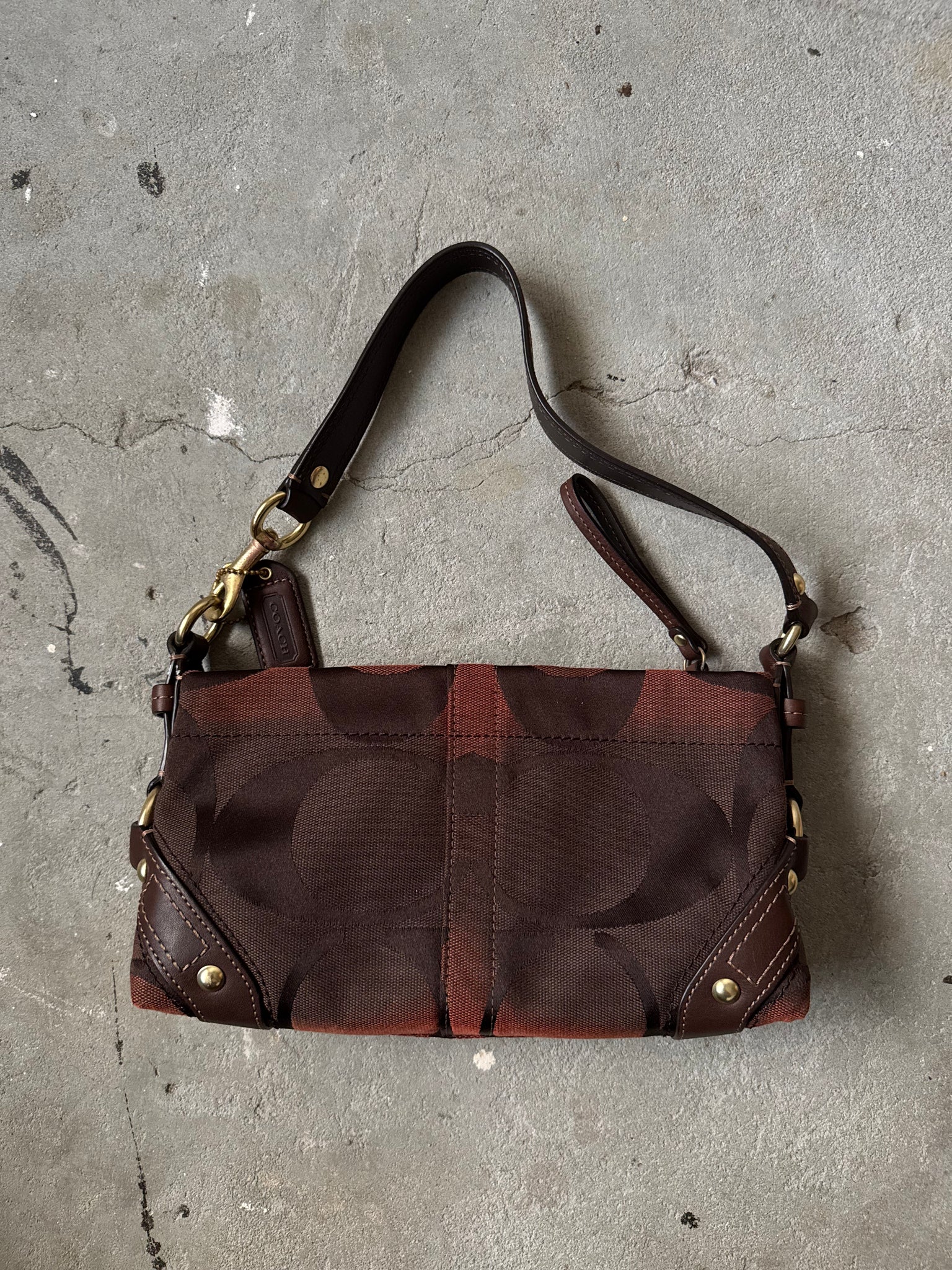 Coach Signature Baguette Shoulder Bag Brown