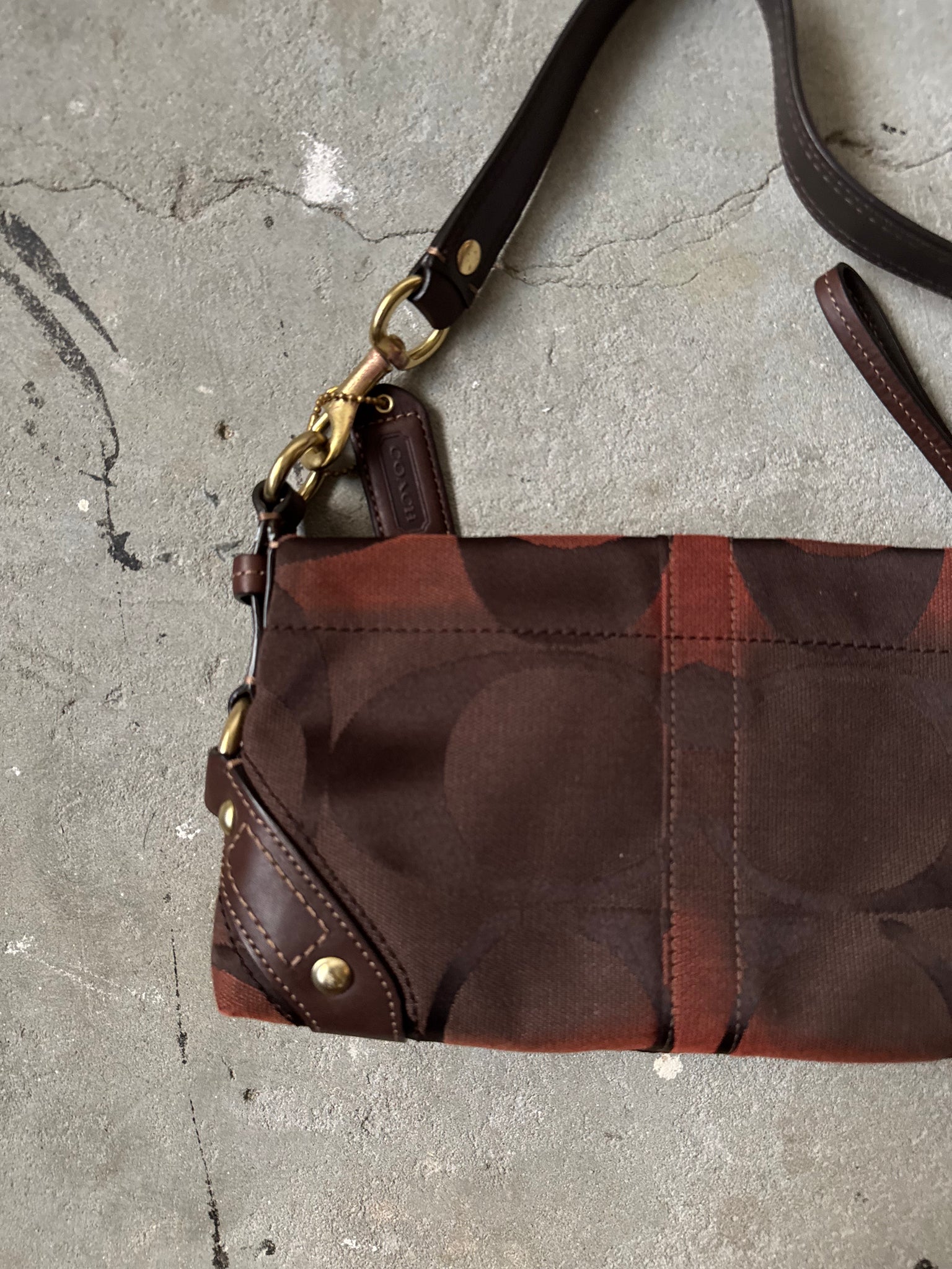 Coach Signature Baguette Shoulder Bag Brown