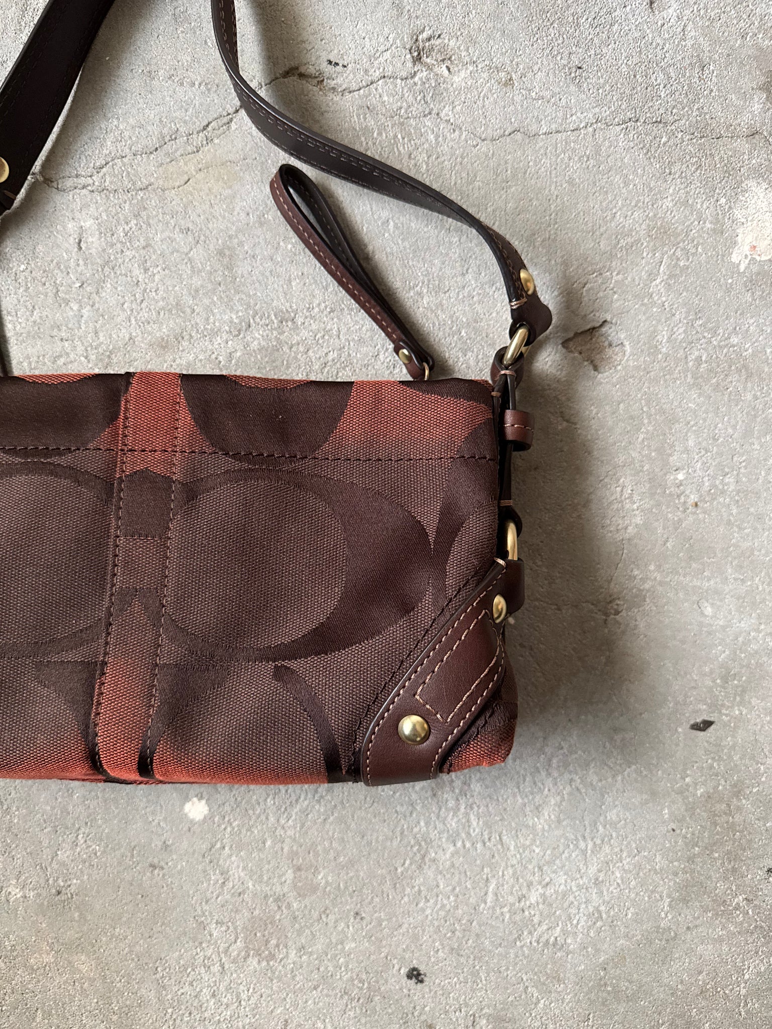 Coach Signature Baguette Shoulder Bag Brown