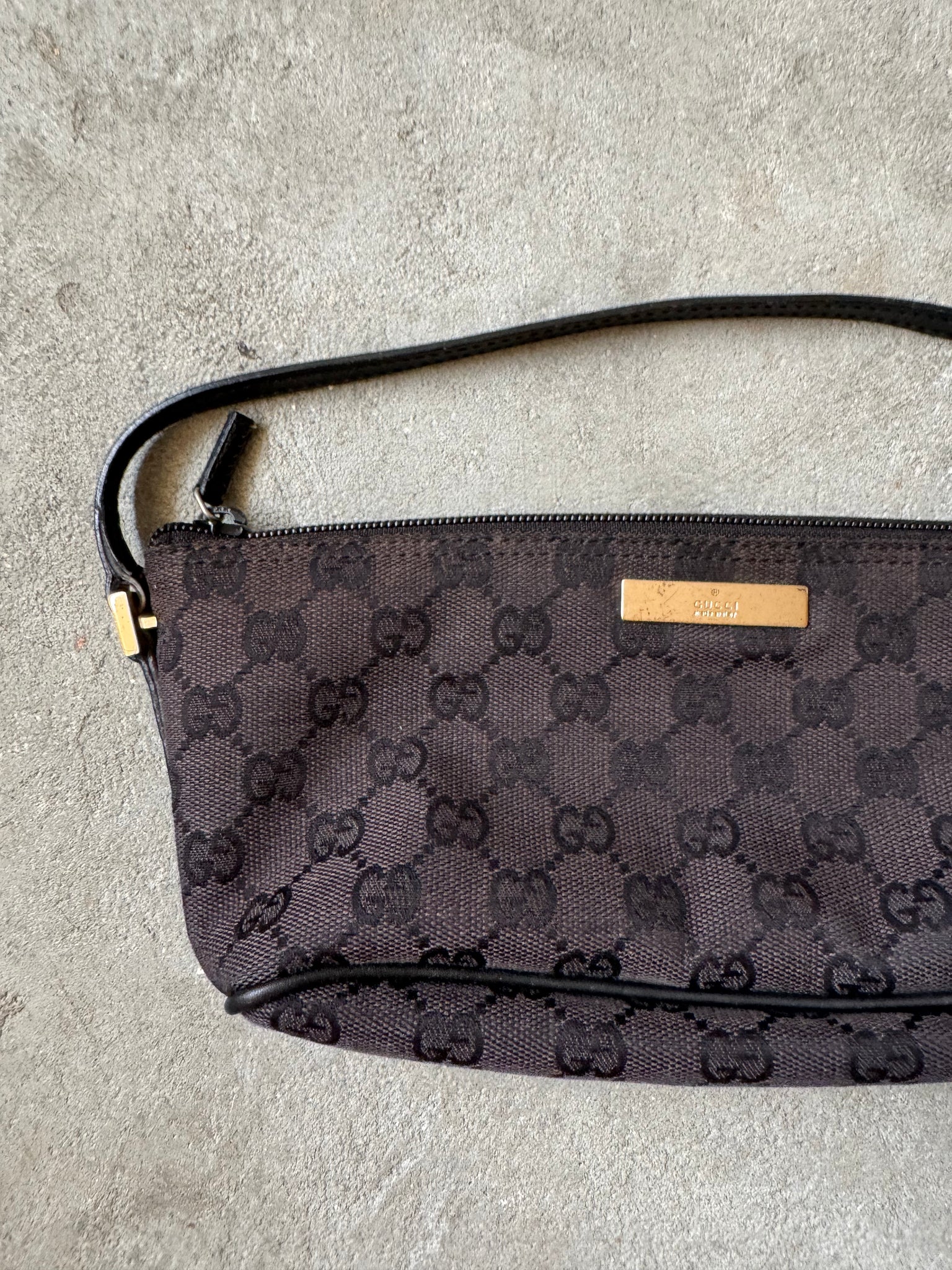 Gucci GG Monogram Pochette Boat Shoulder Bag Black