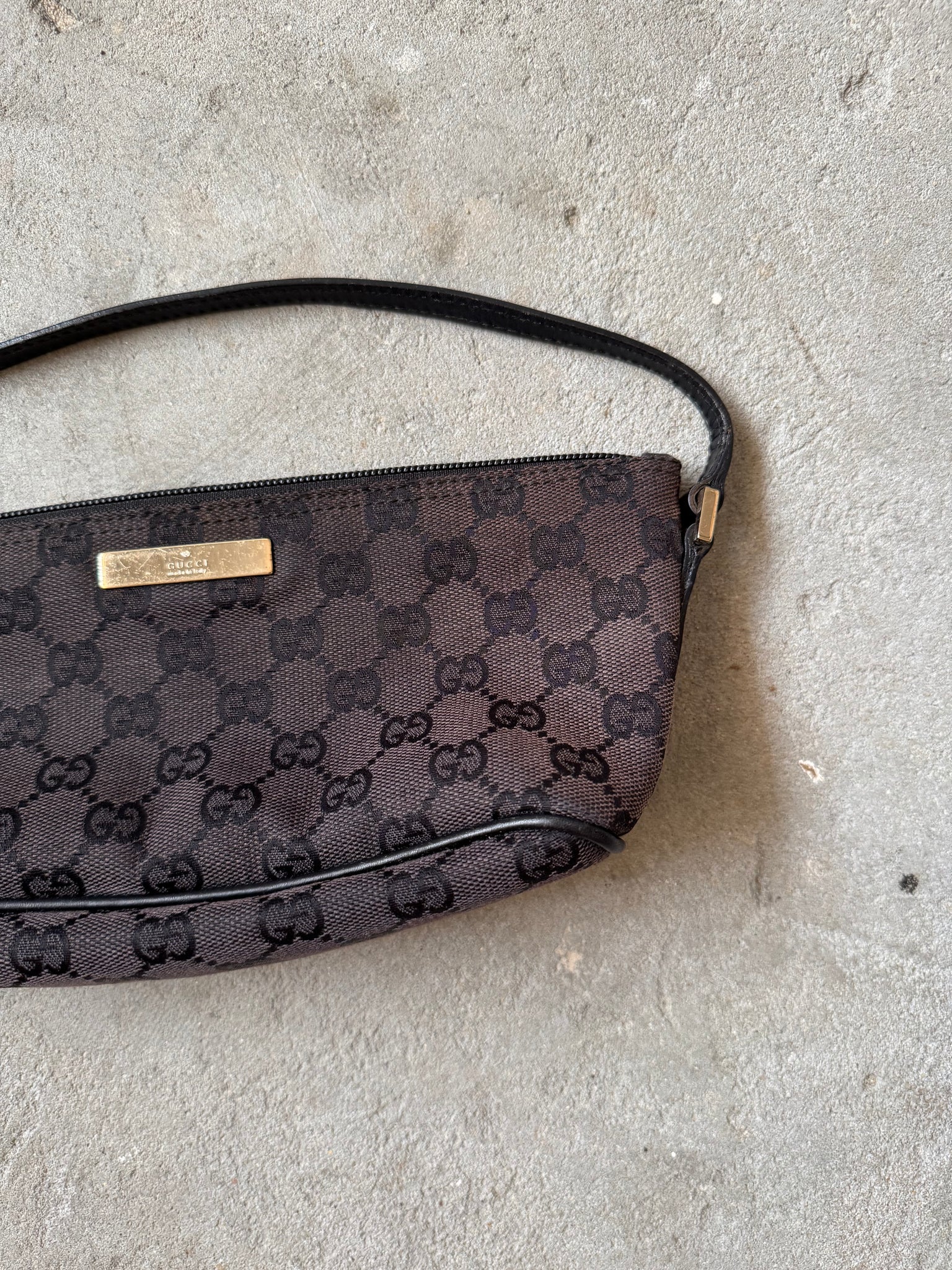 Gucci GG Monogram Pochette Boat Shoulder Bag Black